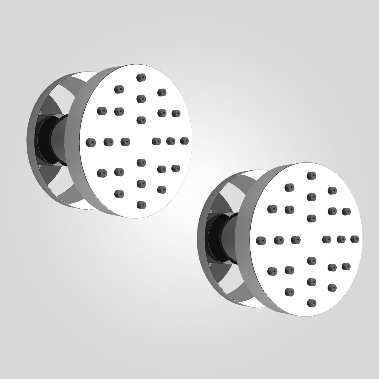 Pair of Round Chrome Plated Brass Shower Bath Body Massage Jets
