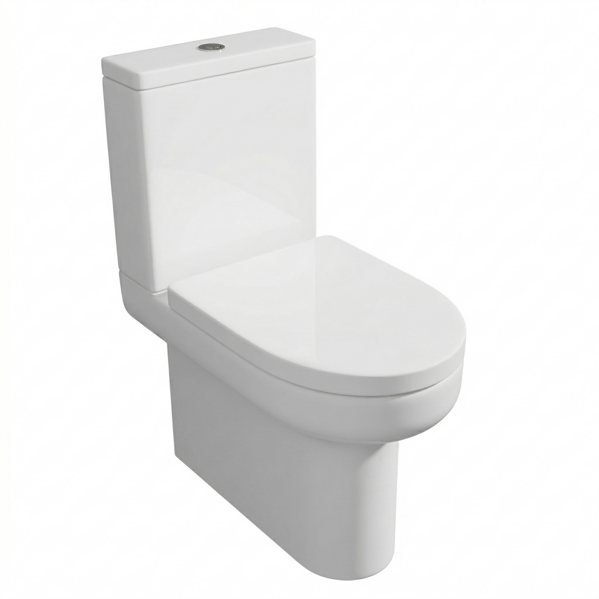 Kartell Bijoux White Close to Wall Rimless Close Coupled D Shape Toilet with Cistern & Soft Close Seat