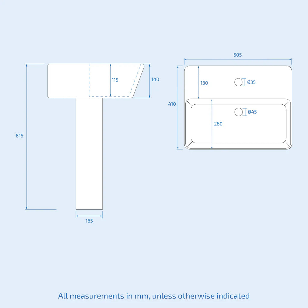 Louie Modern Square Close Coupled Toilet, 500mm Pedestal Basin & Bath Tub Suite (Front Panel Included) – Modern Bathroom Set