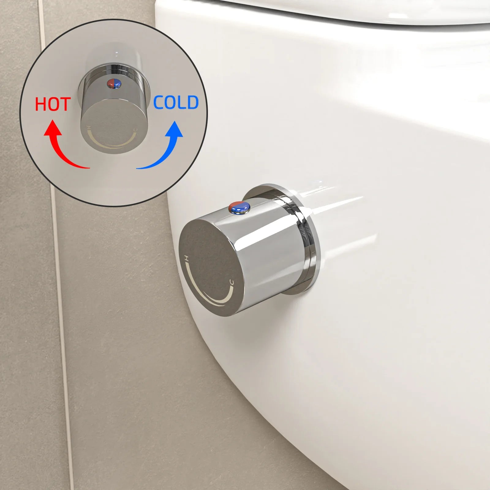 Square Rimless Close Coupled Toilet Pan with Integrated Hot Cold Bidet