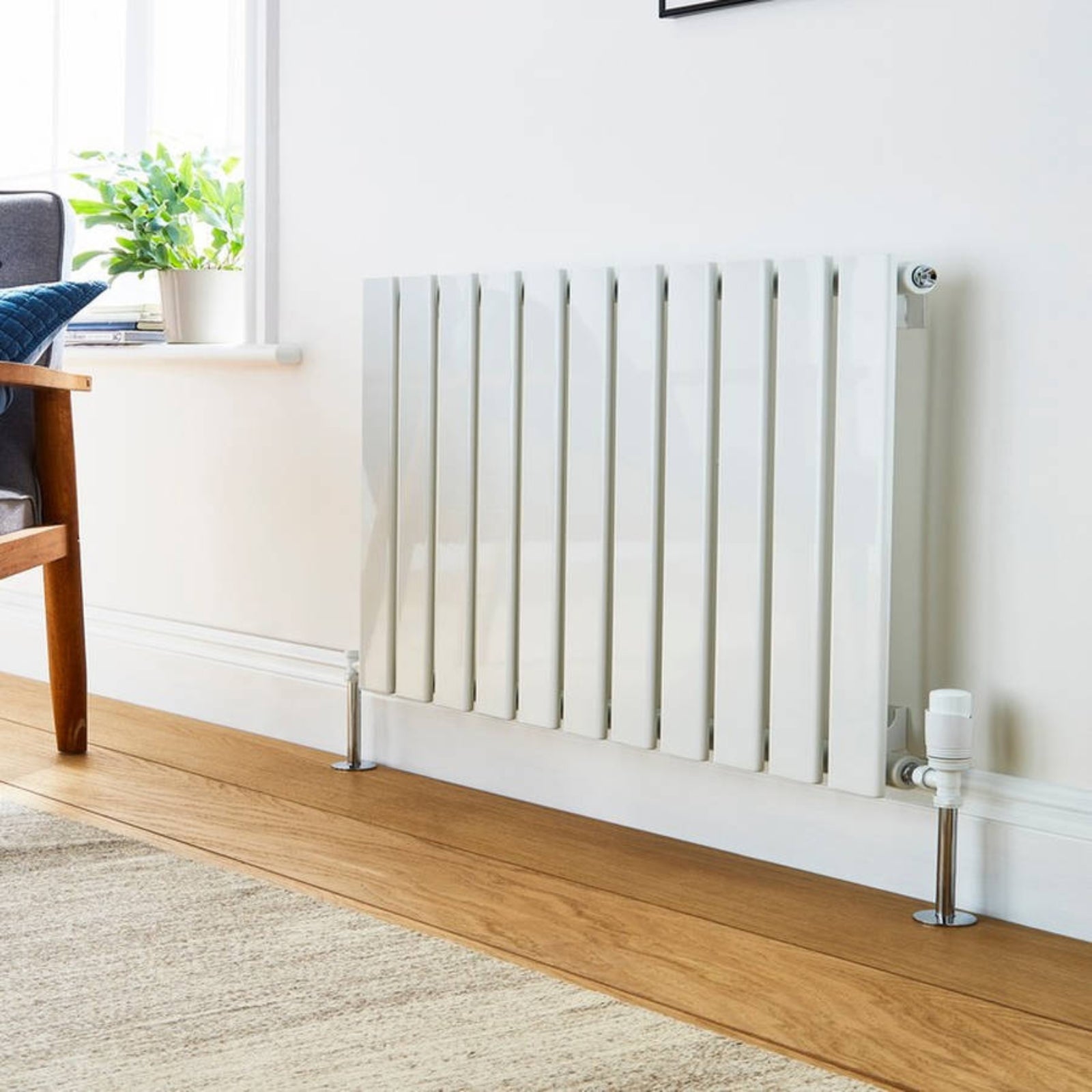 Kartell Boston Single 600mm H x 1470mm W White Horizontal Designer Radiator - BOS60-147SW