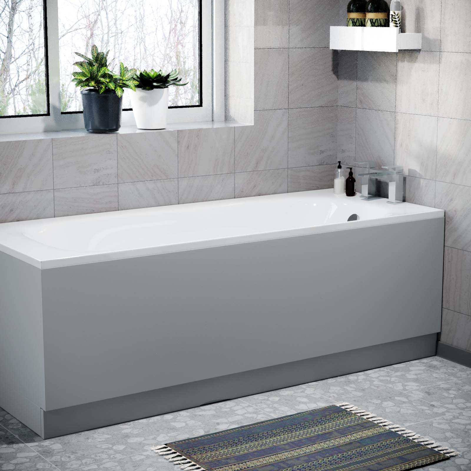 Matt Grey 1800mm Water Proof Durable PVC Front Bath Panel 15mm Thick