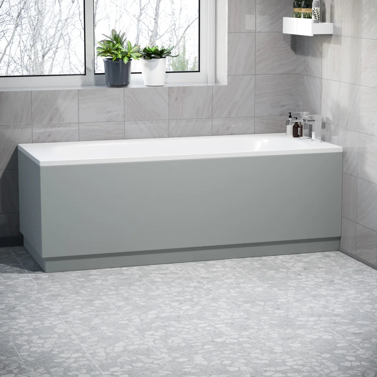 Water Proof Bath Panels 1800 Front and 800 End Panel Matt Grey