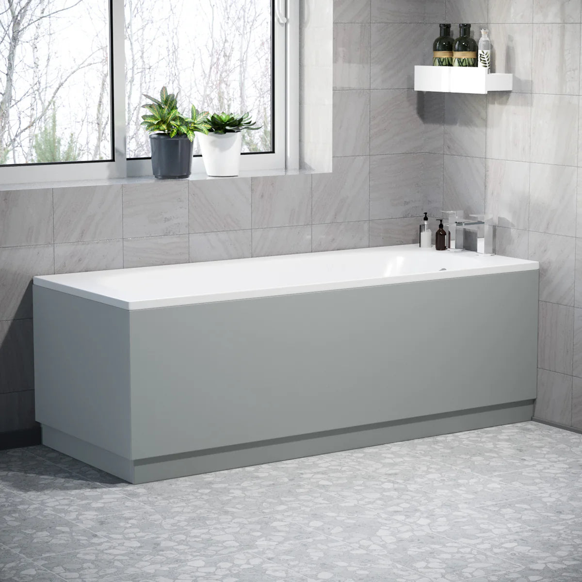 Water Proof Bath Panels 1700 Front and 700 End Panel Matt Grey