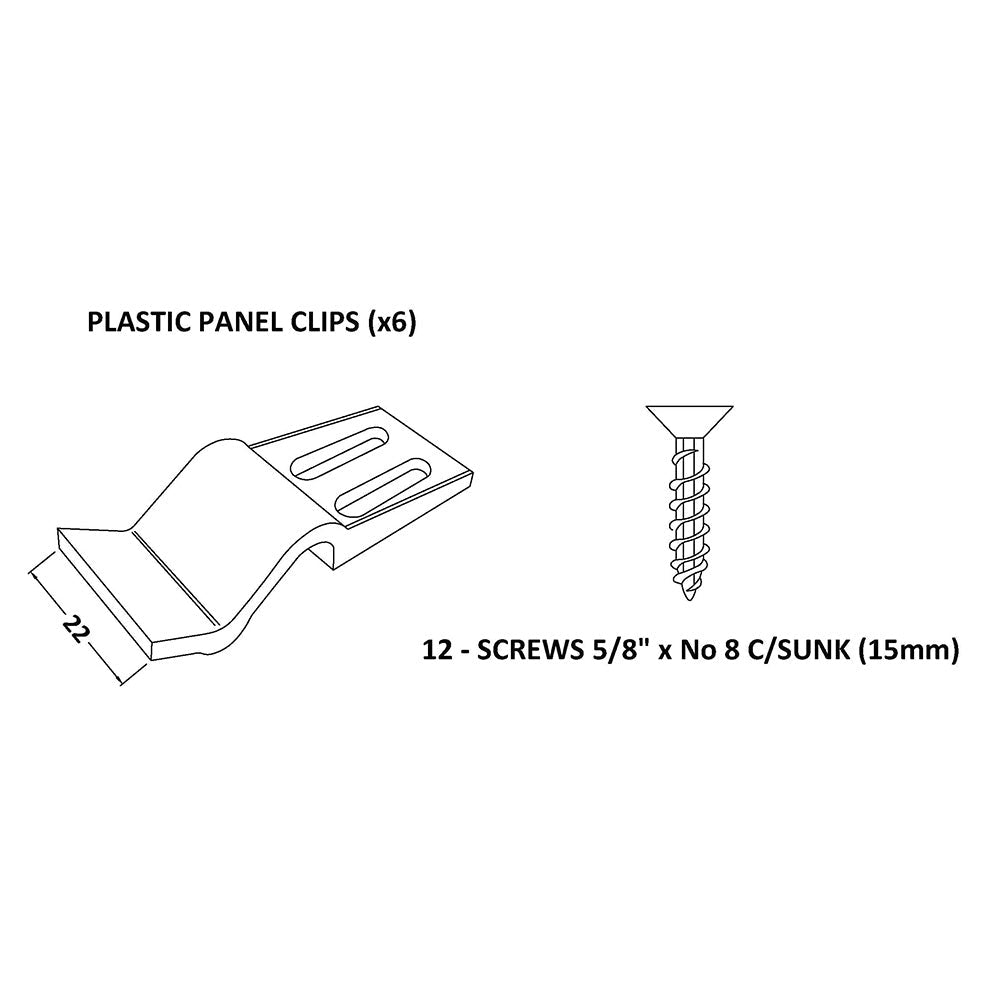 Bath Panel Clips x 6 and Screws for Acrylic Bath Panel Accessories
