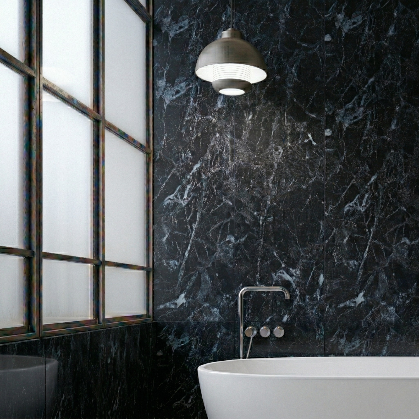 Black Quatz Gloss PVC Shower Wall Panel 1000mm X 2400mm X 10mm