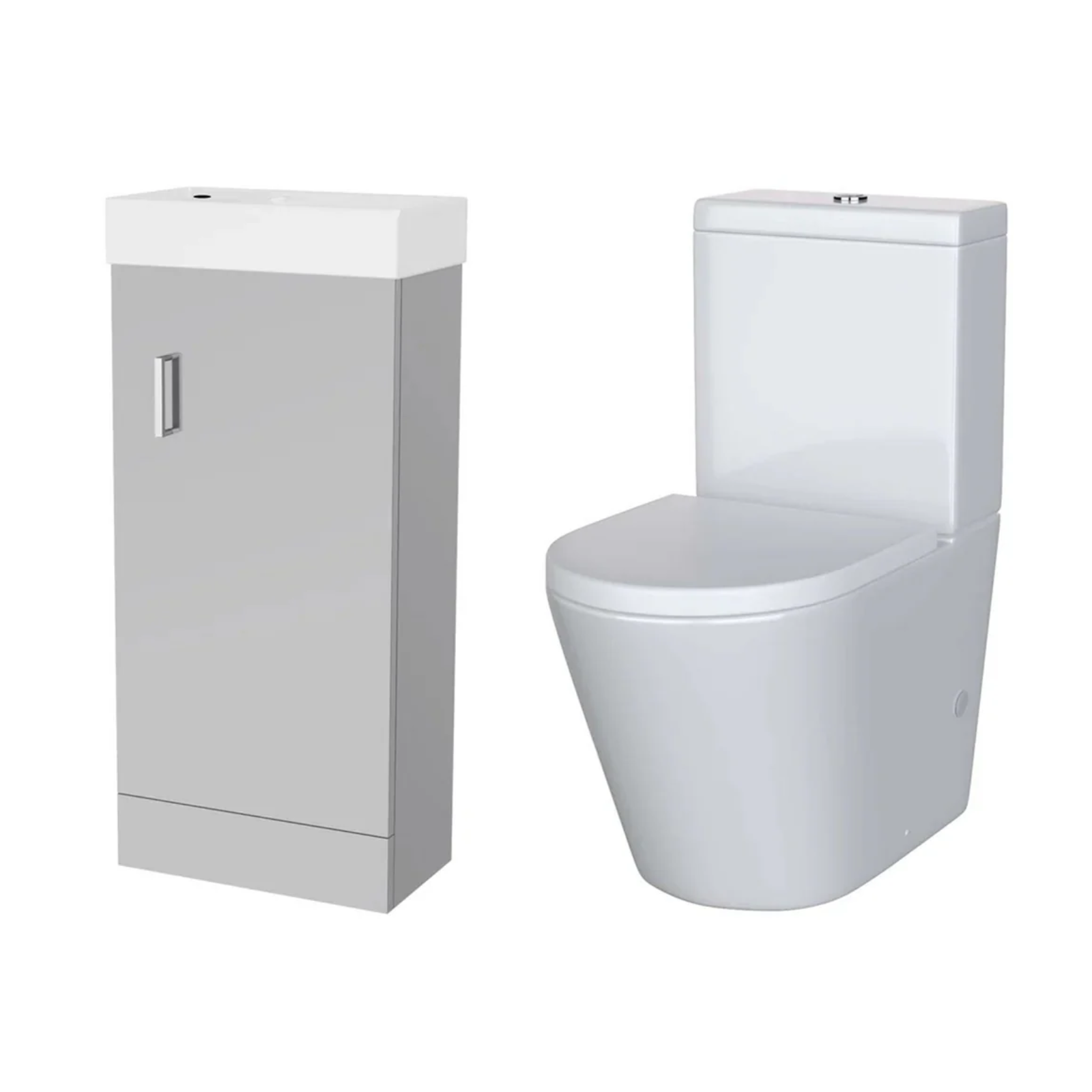 Nanuya Cloakroom 400mm Matte Grey Freestanding Vanity Basin Unit & Close Coupled Toilet with Soft Close Seat