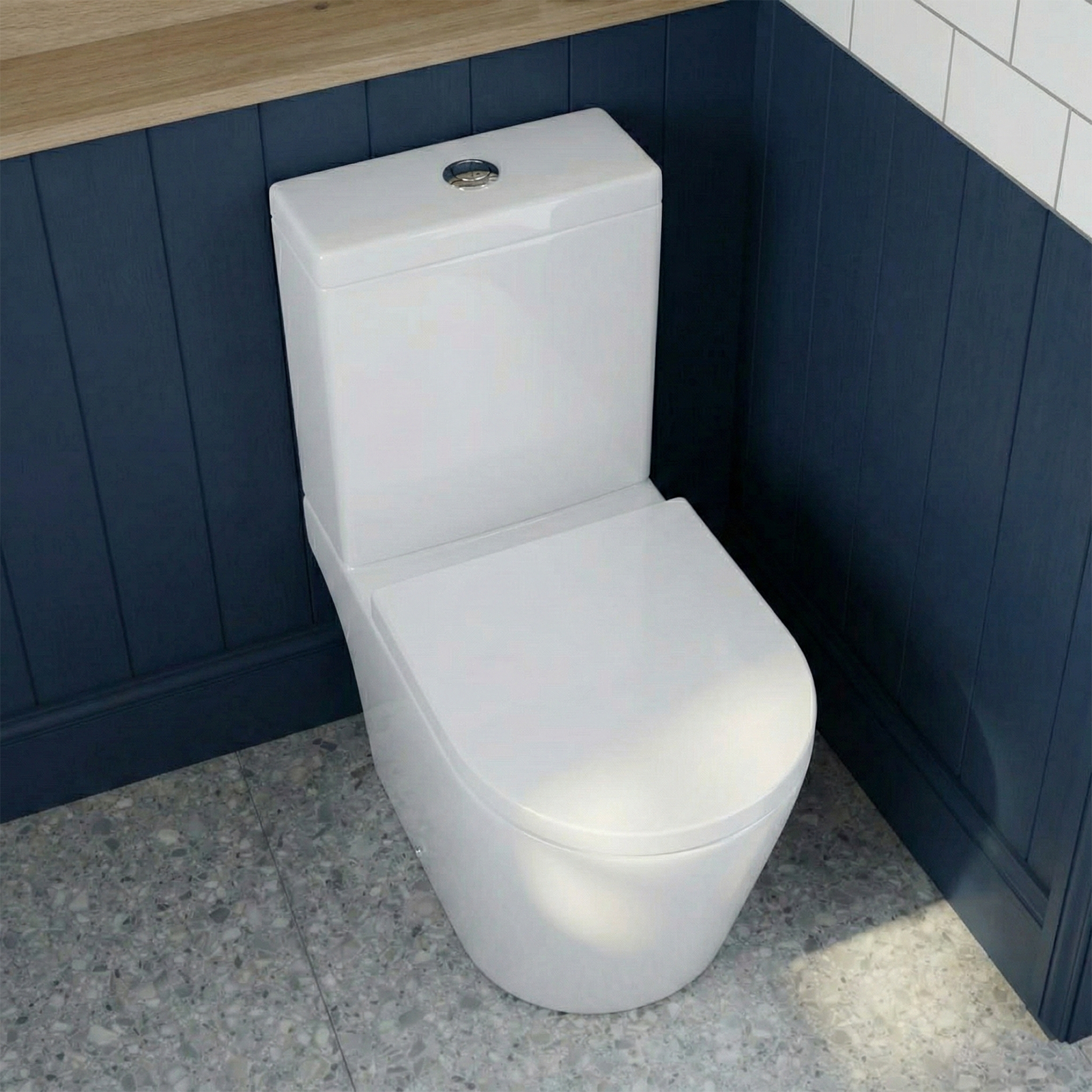 Nanuya 400mm Matte Grey Freestanding Vanity Unit Cabinet with Basin + Oakham Close Coupled Toilet with Soft Close Seat