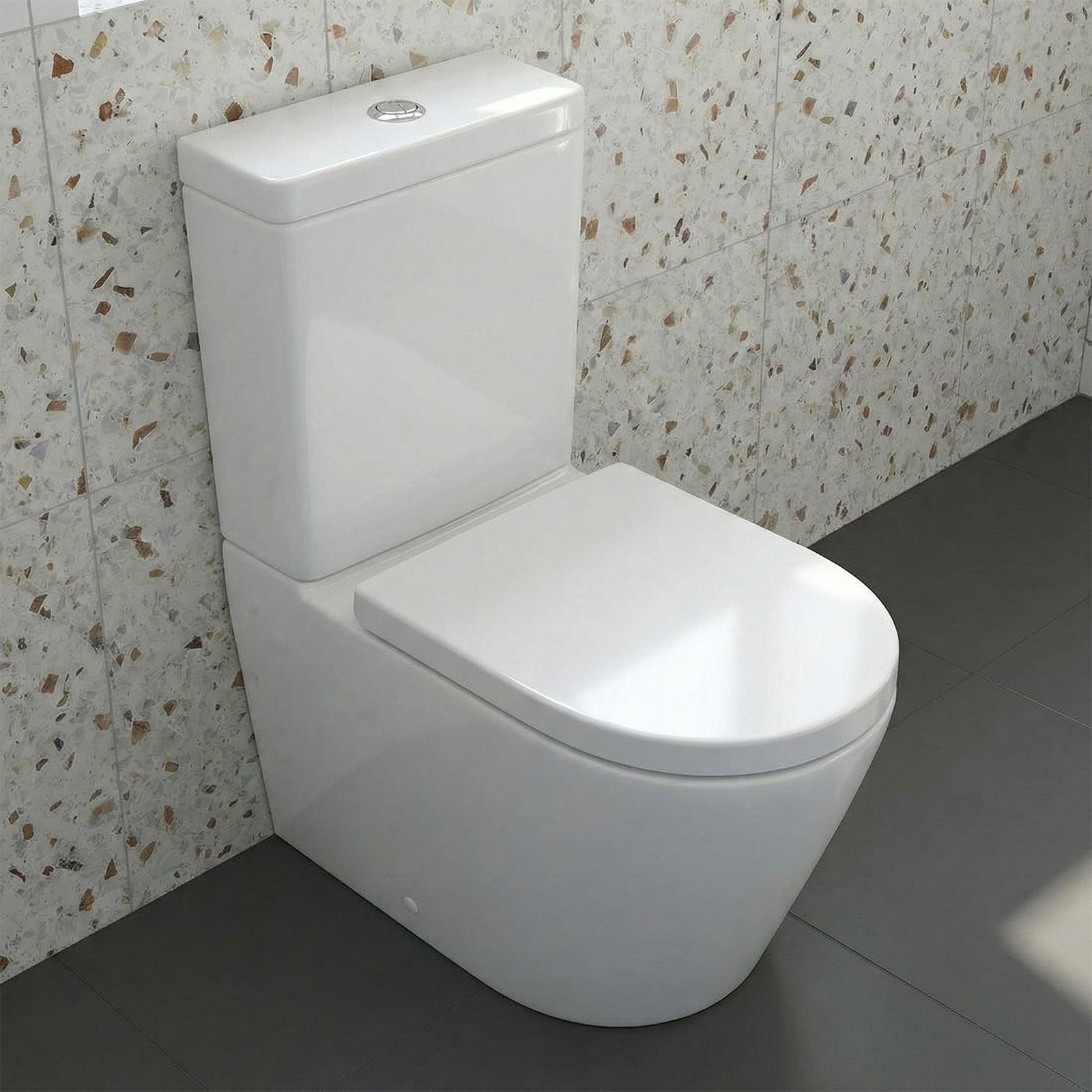 Nanuya Cloakroom 400mm White Wall Hung Vanity Basin Unit & Close Coupled Toilet with Soft Close Seat