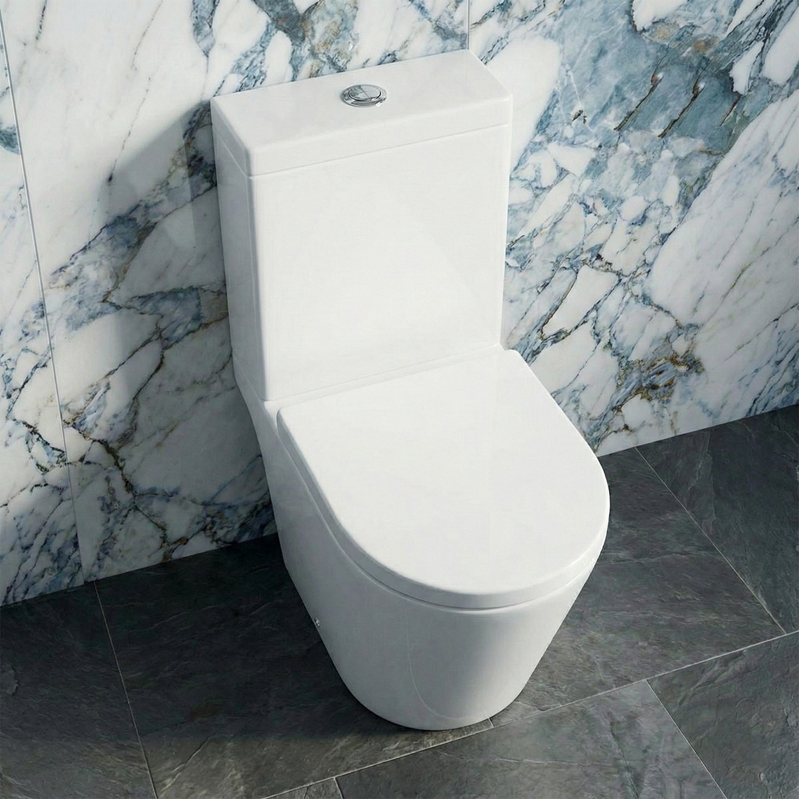 Nanuya Cloakroom 500mm White Wall Hung 2 Drawer Vanity Basin Unit & Close Coupled Toilet with Soft Close Seat