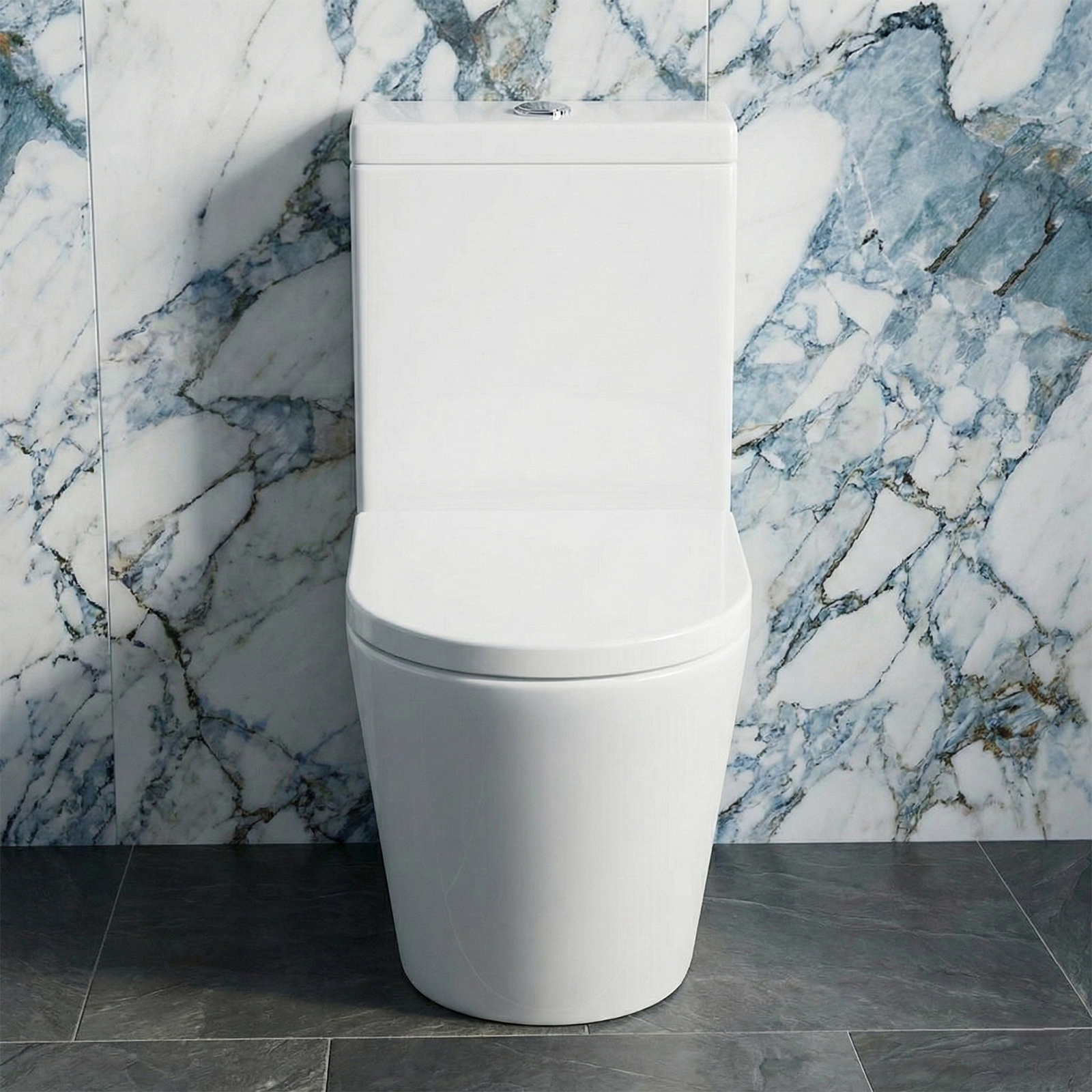 Nanuya Cloakroom 500mm White Wall Hung 2 Drawer Vanity Basin Unit & Close Coupled Toilet with Soft Close Seat