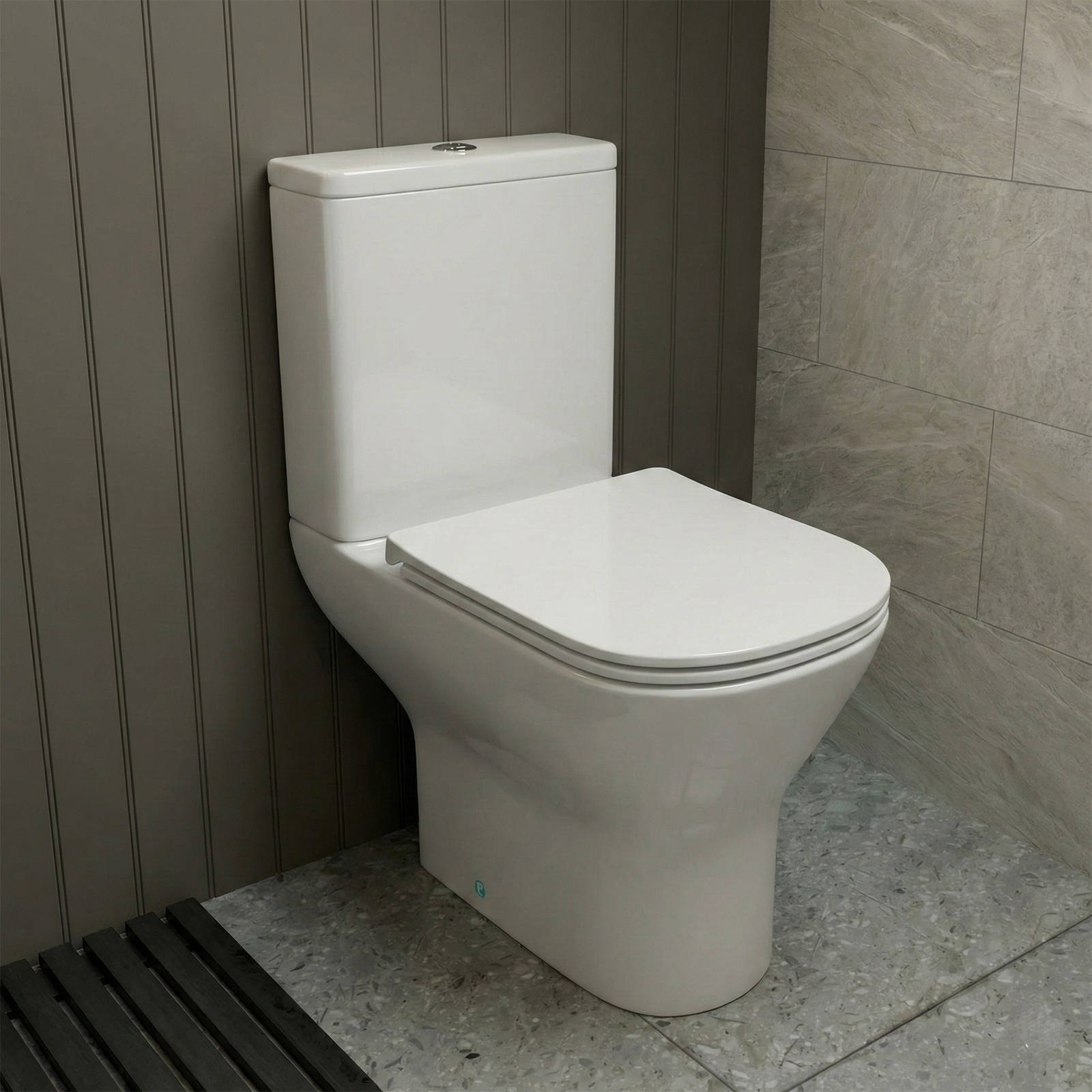 Alexa Cloakroom Rimless Close Coupled Toilet & 510x360mm Rectangular Countertop Basin