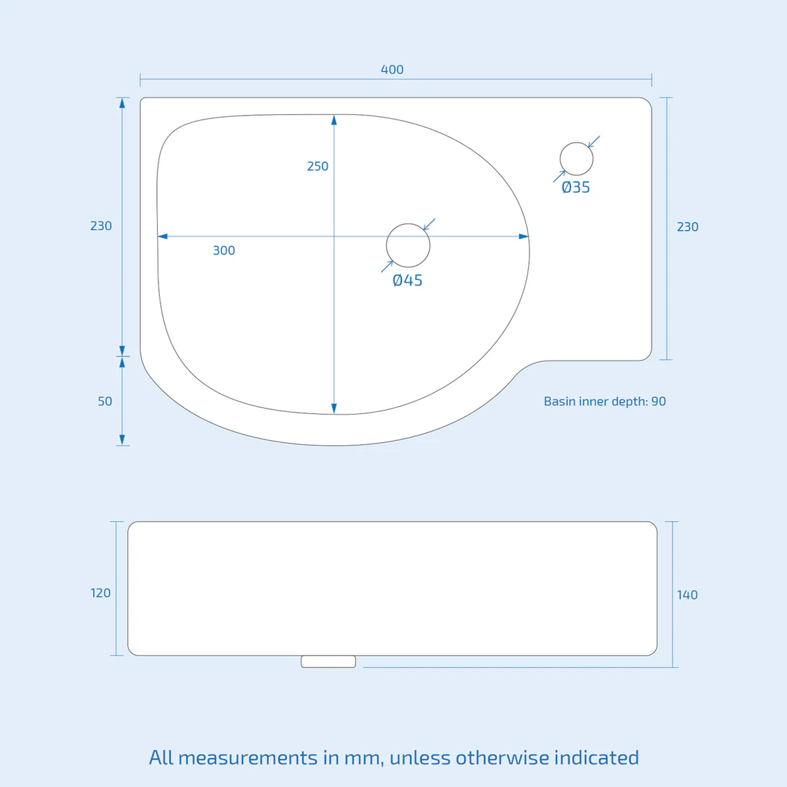Alexa Cloakroom Rimless Close Coupled Toilet & 400mm Wall Hung Right Hand Rectangular Basin