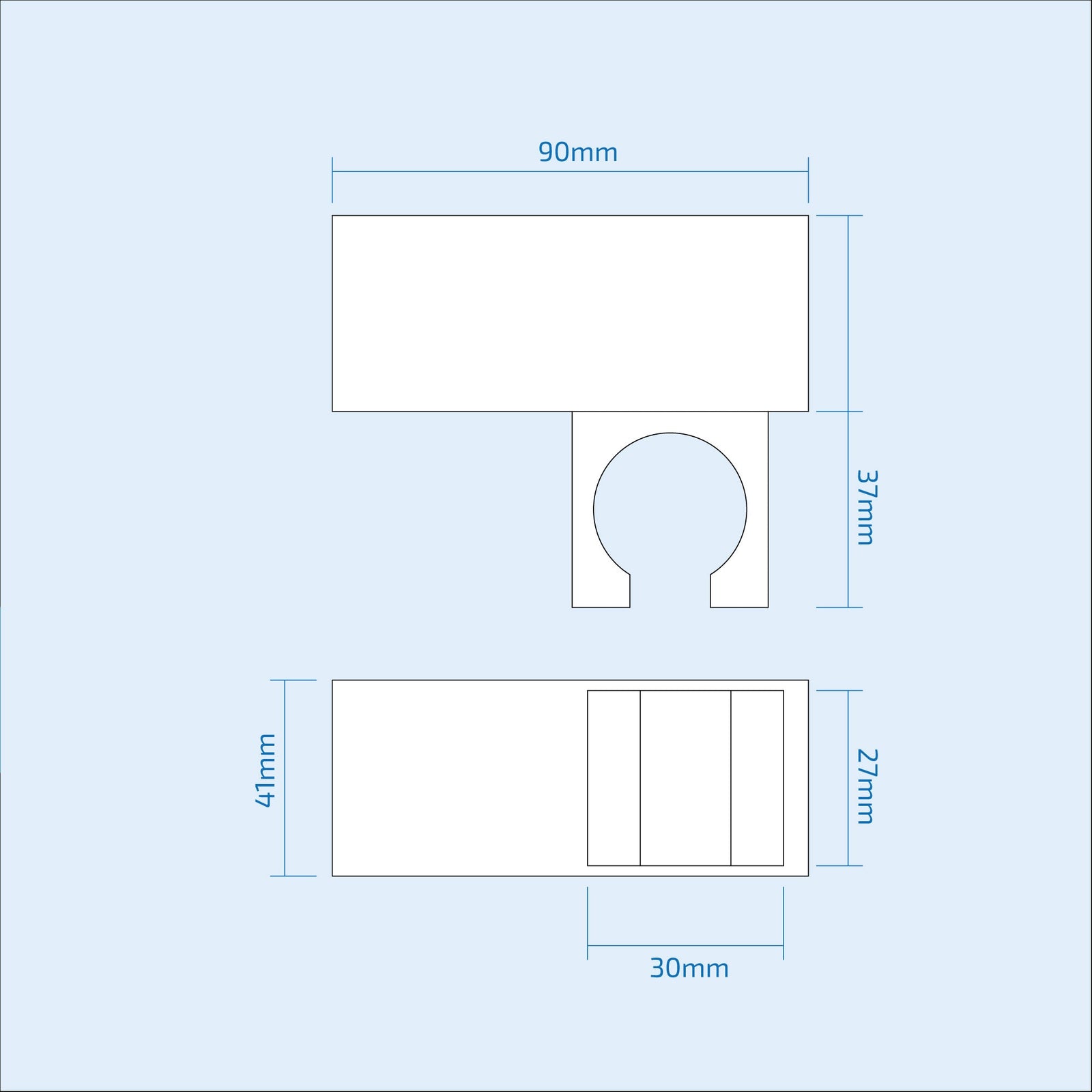 Modern Rectangular ABS Handheld Shower Head Hose and Wall Mount Holder