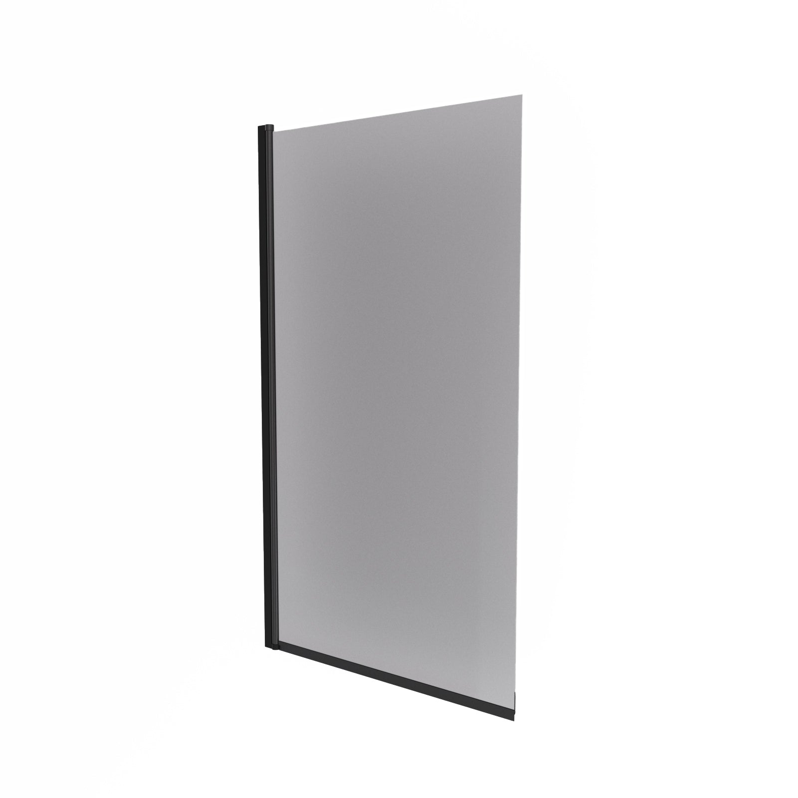 800mm Square Bath Screen Matt Black Profile Grey Tinted Glass Reversible