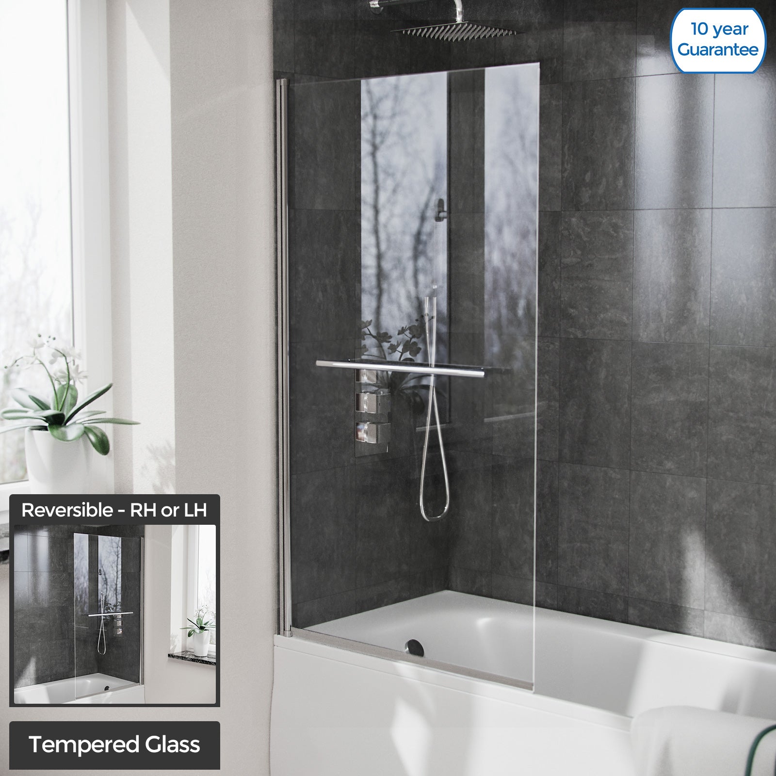 Denver 800mm Pivot Swing Door Bath Screen