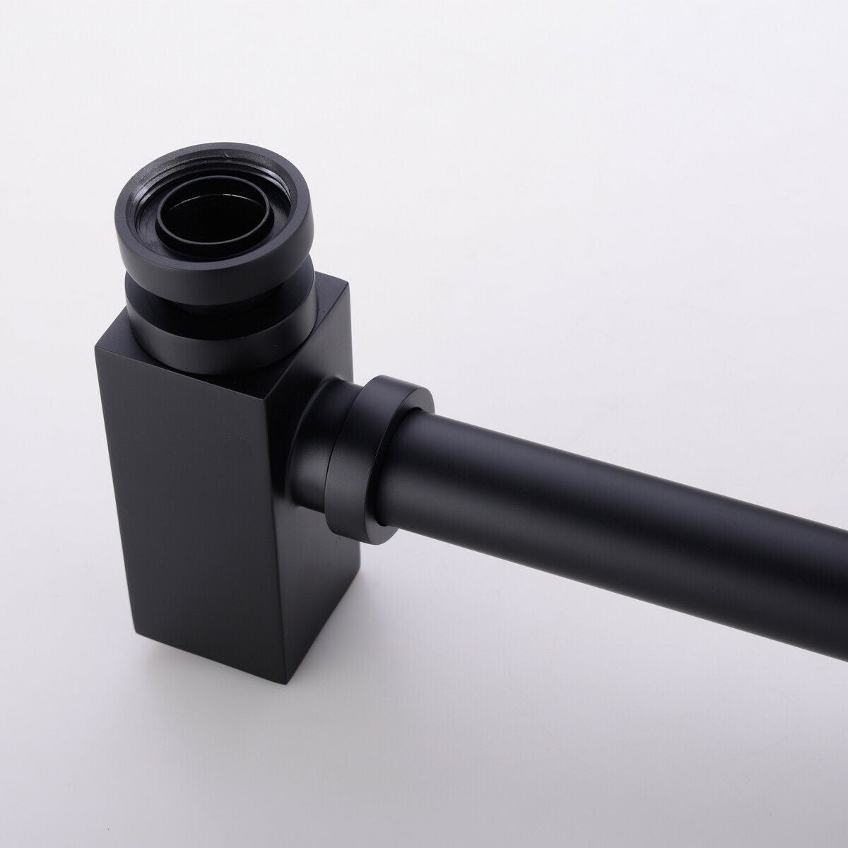 Square Bottle Trap & Outlet Pipe Bathroom Basin Sink Brass Matte Black