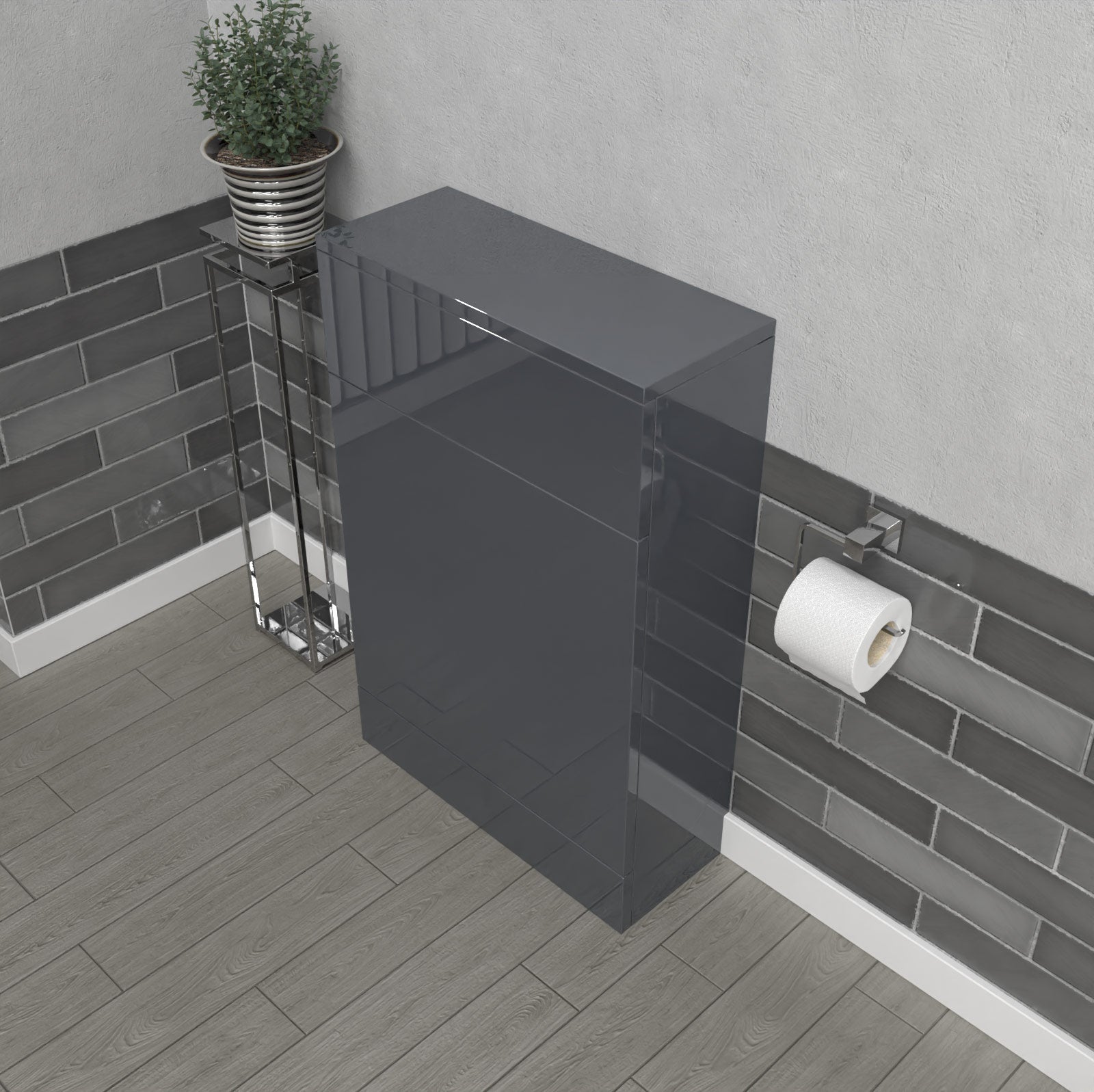 Nanuya Anthracite 500mm Freestanding Back To Wall WC Unit Bathroom