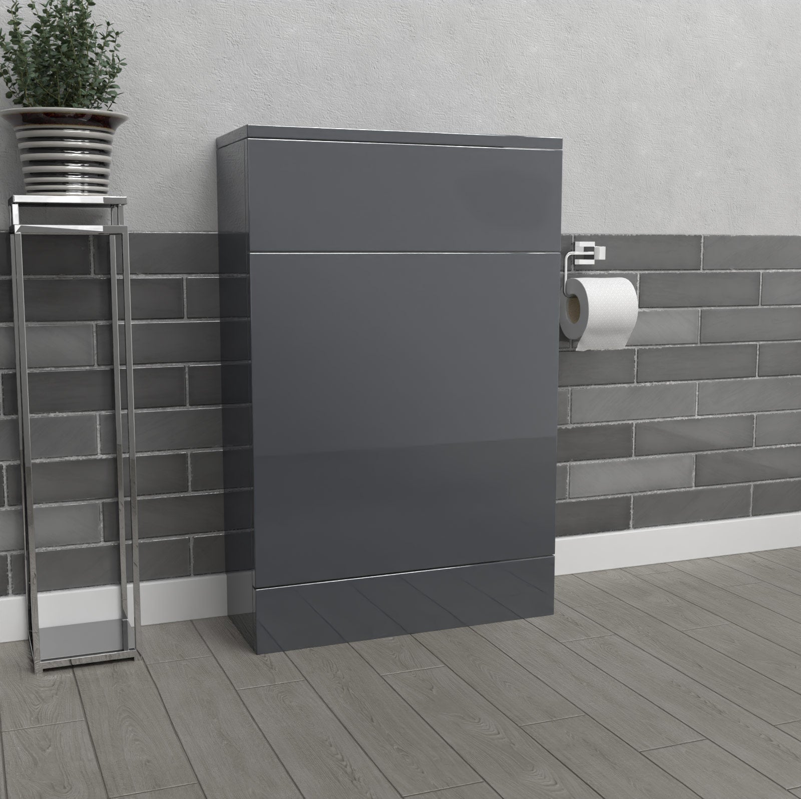 Nanuya Anthracite 500mm Freestanding Back To Wall WC Unit Bathroom