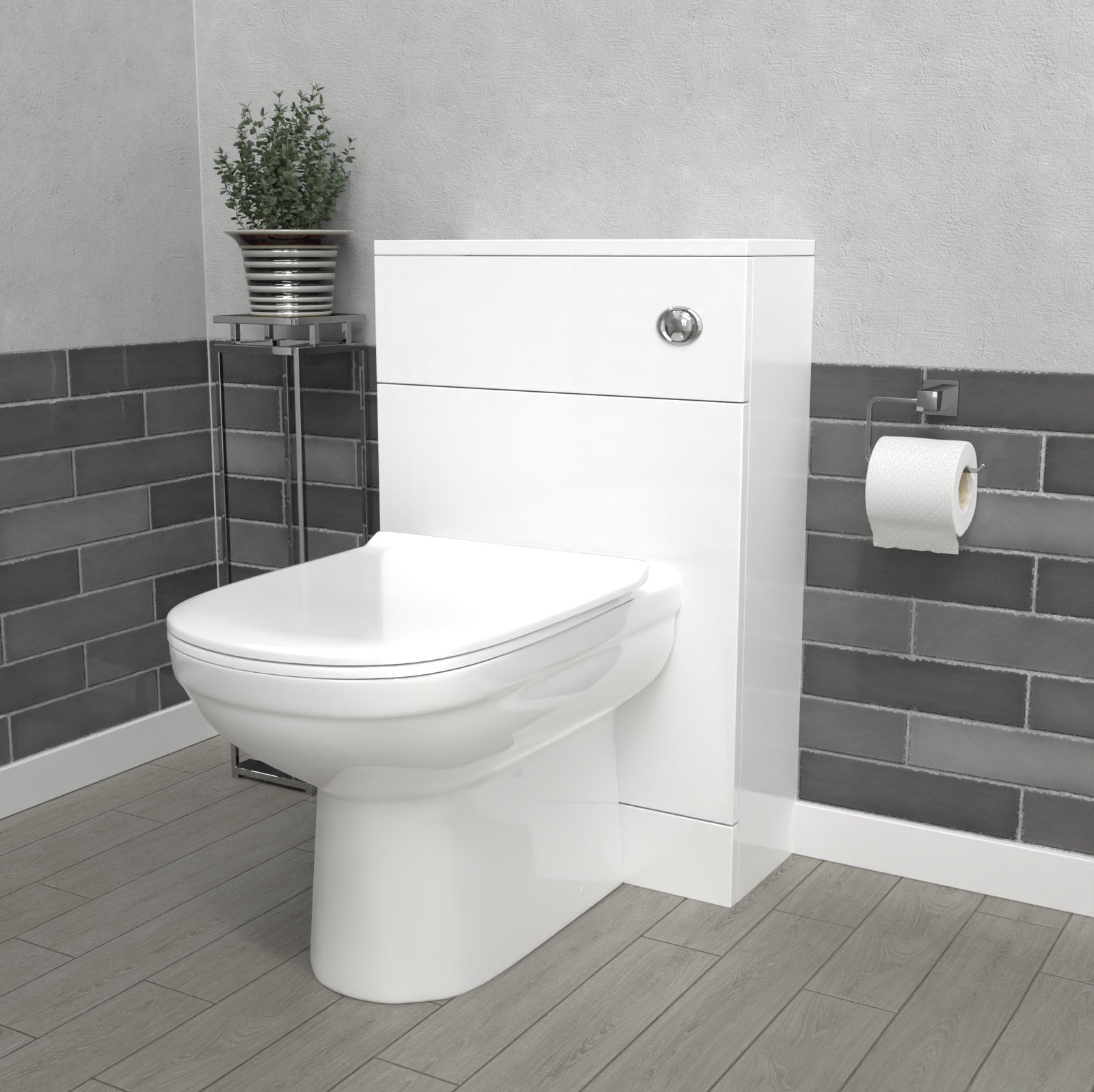 Howard Modern 500mm Back To Wall Toilet with Flat Pack WC Unit Gloss White