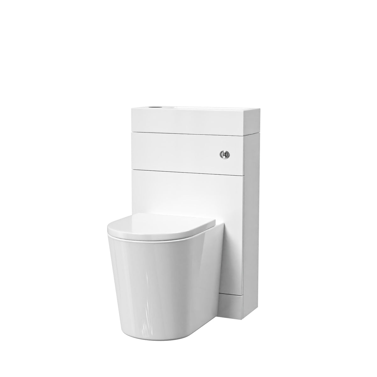 Eslo Compact Modern 2-in-1 Back to Wall Toilet and WC Unit Combined Basin - Gloss White