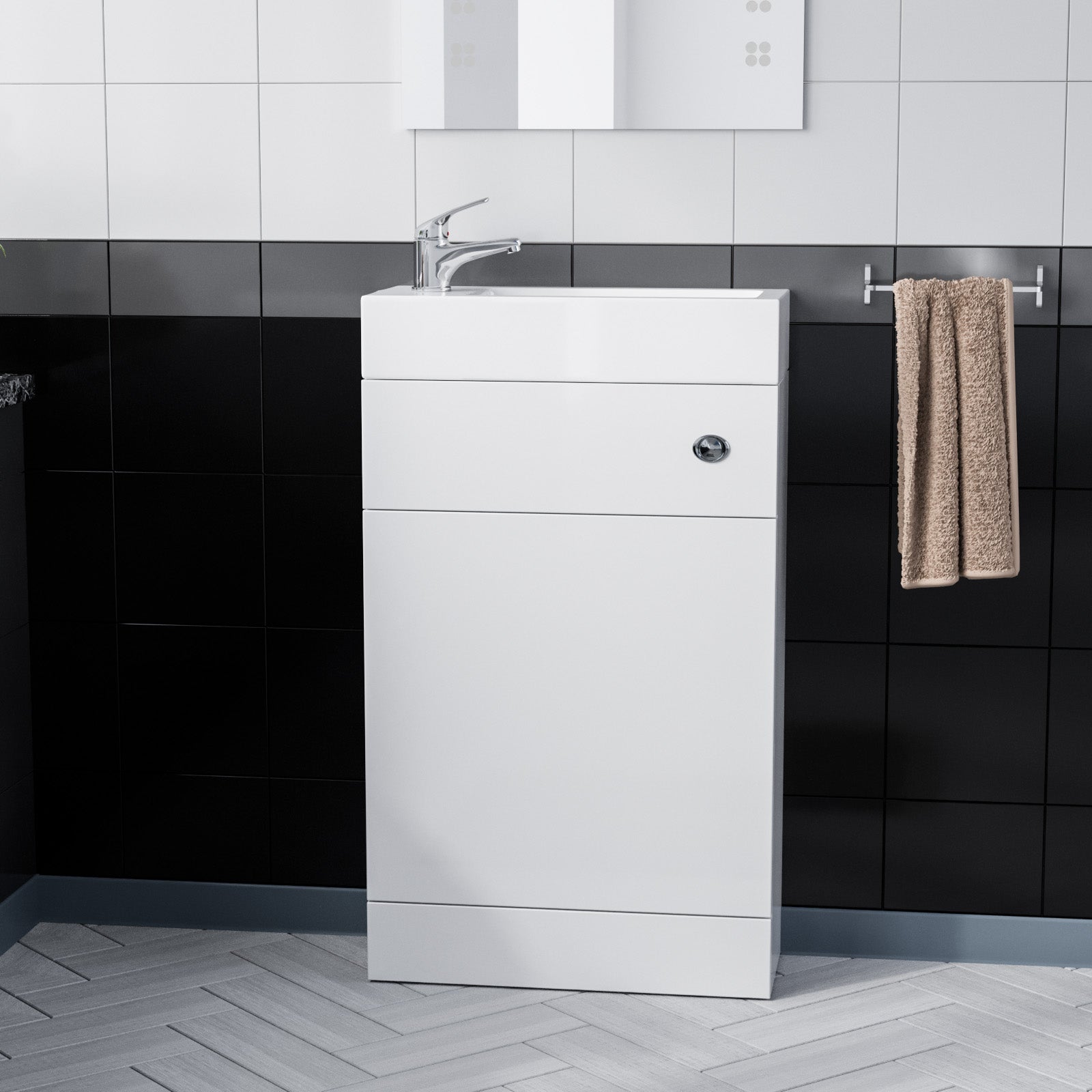 Nanuya Slimline Compact Cloakroom 500mm WC White Water Closet with Basin