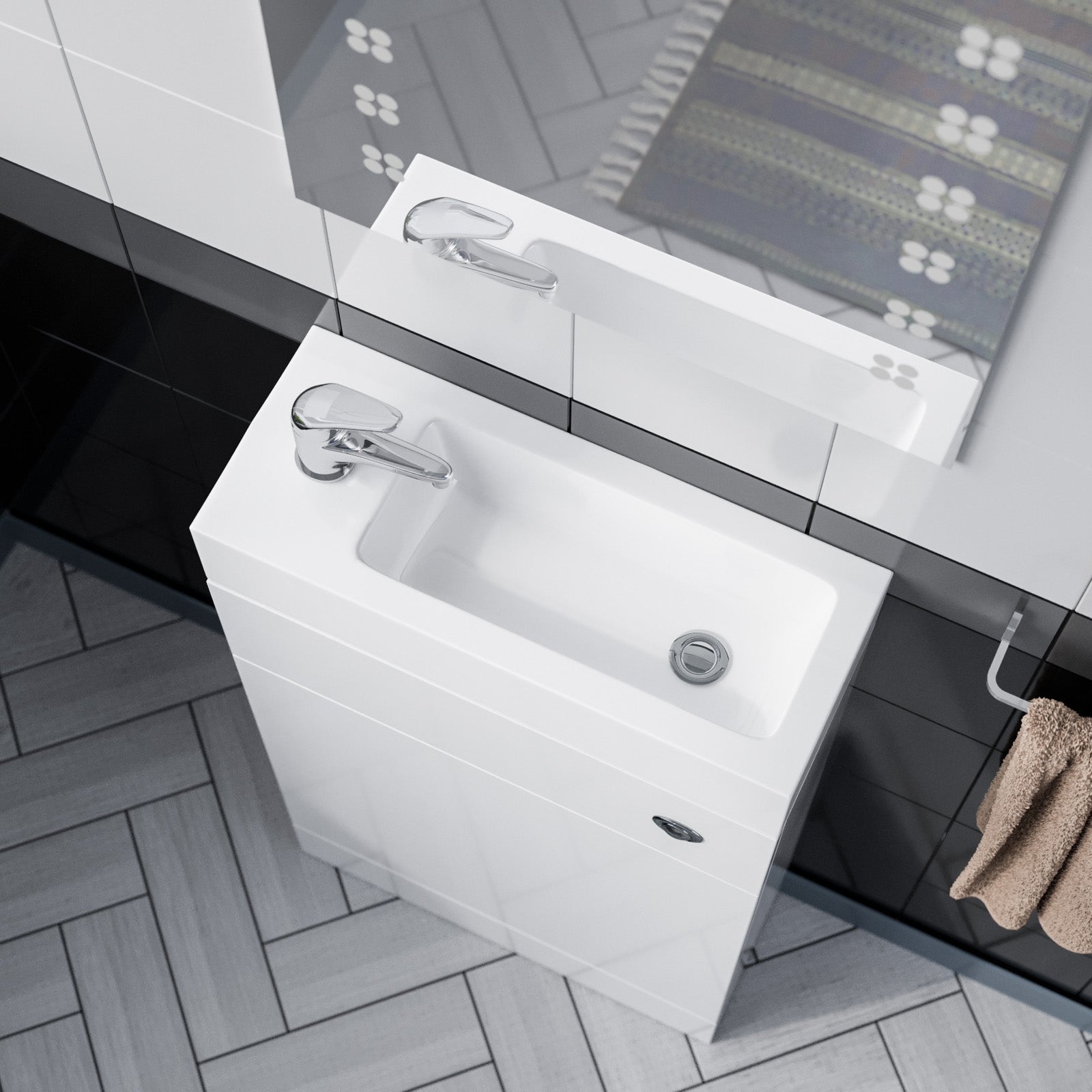 Nanuya Slimline Compact Cloakroom 500mm WC White Water Closet with Basin