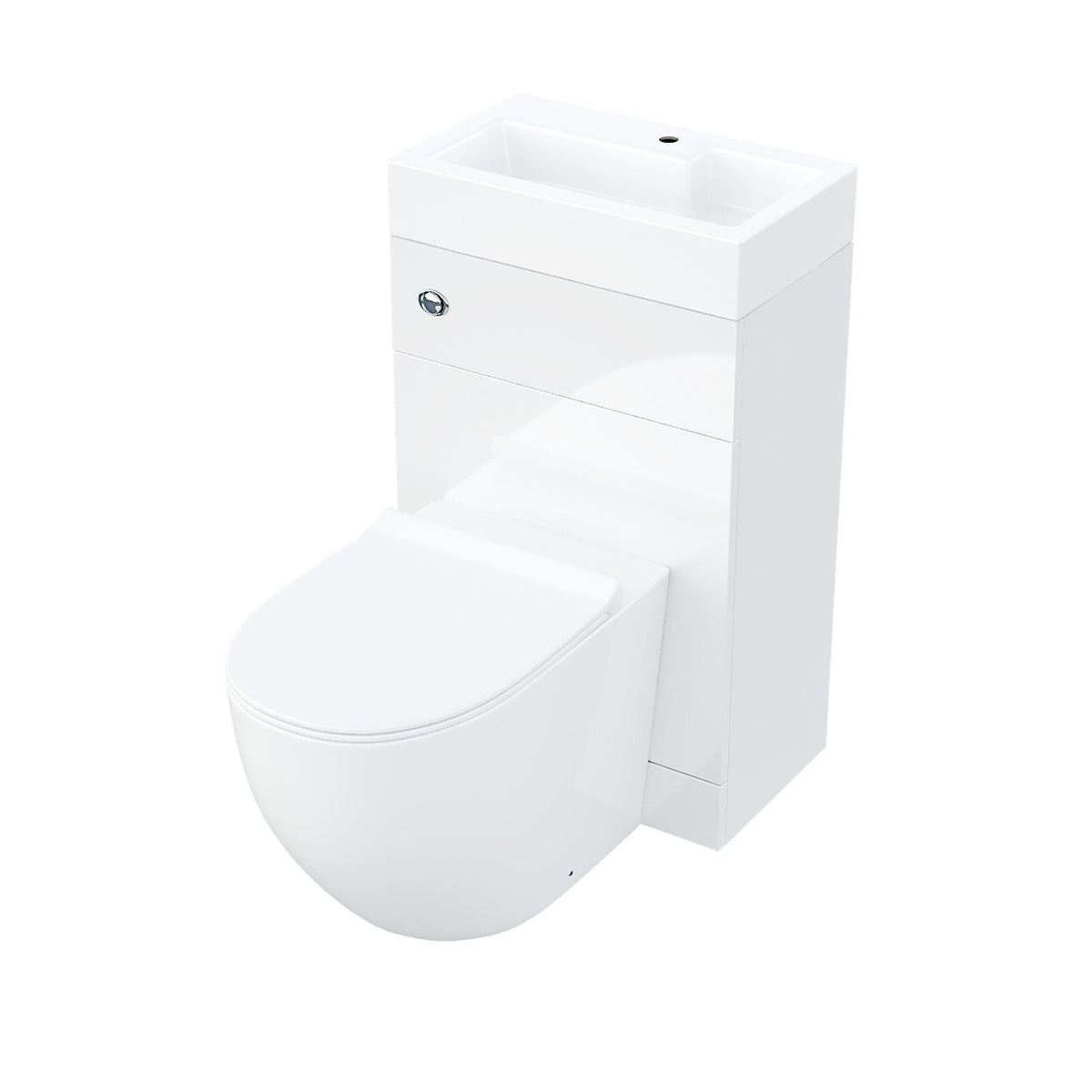 Bretford White 2 in 1 Compact Basin & Back to Wall Round Toilet Space Save Set