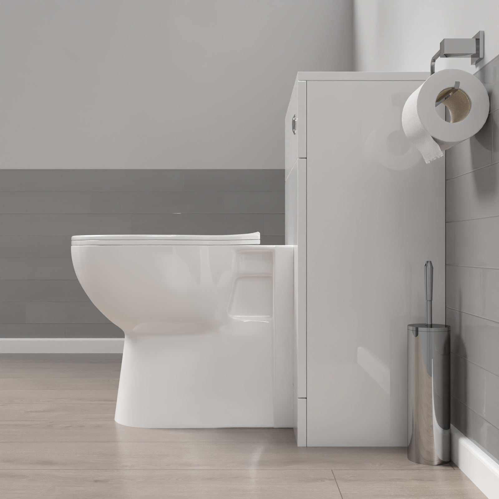 Linton 500mm Modern WC Unit & Ultra Standard Back To Wall Toilet With Cistern