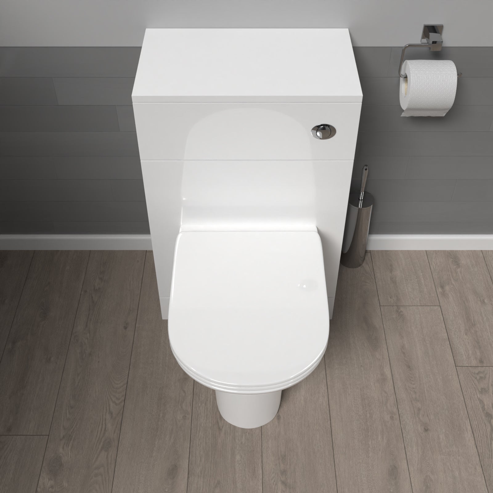 Matson 500mm WC Unit & Rimless Round Back To Wall Toilet With Cistern