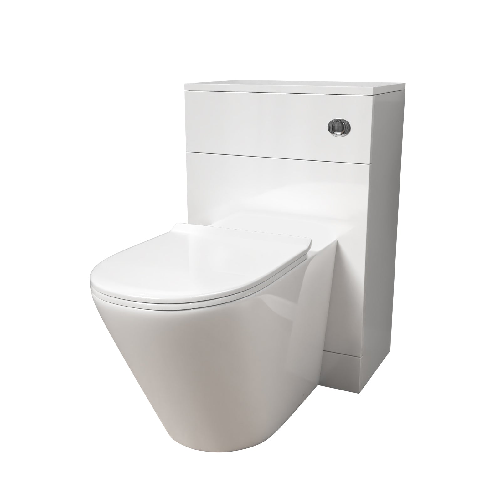 Eliss Modern 500mm WC Unit & Rimless Round Back To Wall Toilet With Cistern