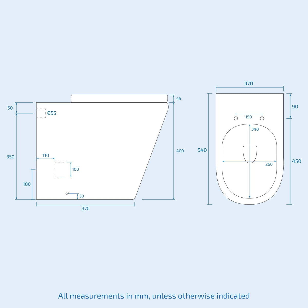 Ellen 1500mm Bath with Front Panel, 550mm Basin Vanity Cabinet with WC Unit & BTW Toilet