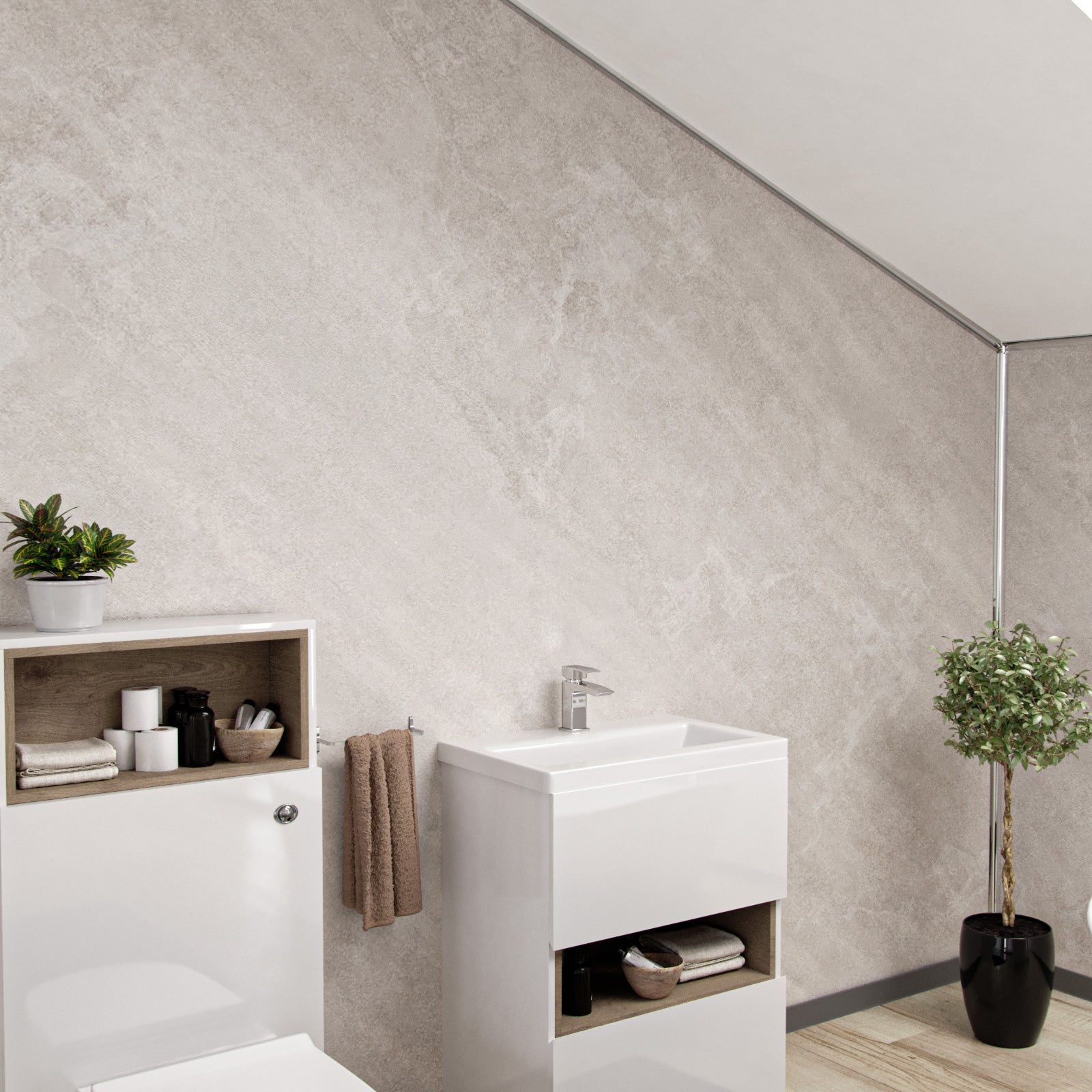 PVC Shower Wall Panel Beige Stone 1000mm X 2400mm X 10mm