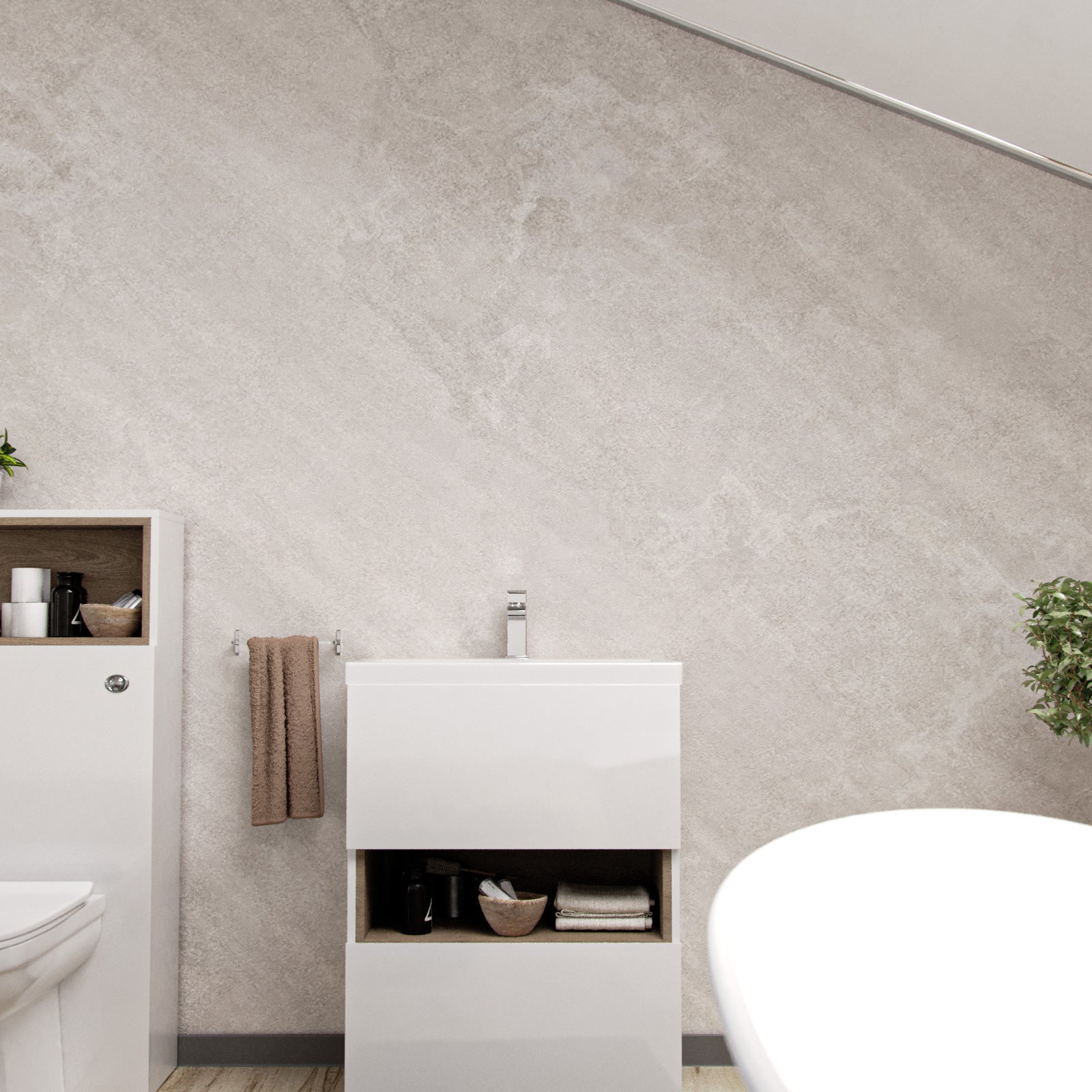 PVC Shower Wall Panel Beige Stone 1000mm X 2400mm X 10mm