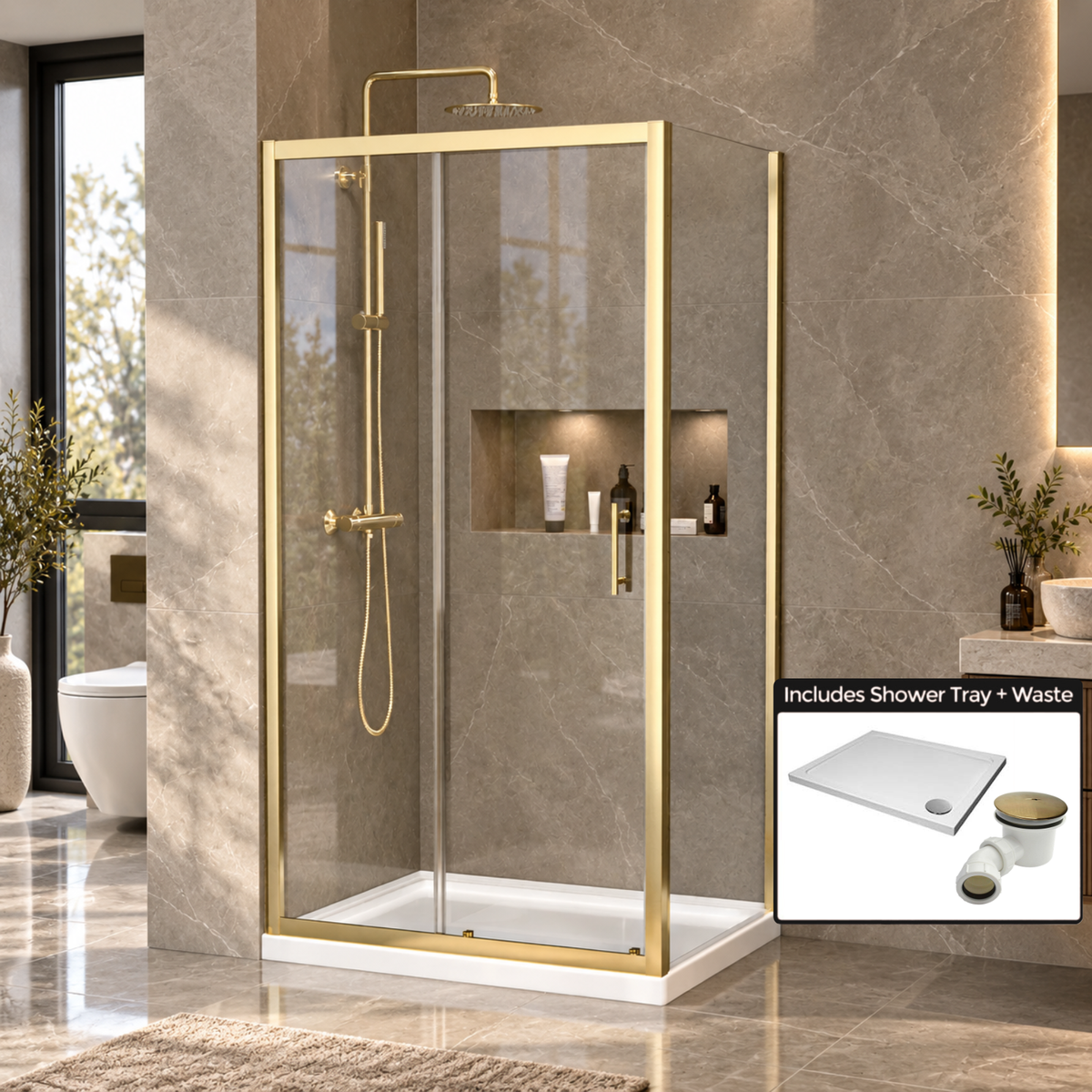 Brushed Brass Enclosure # Options_1300 x 800 mm
