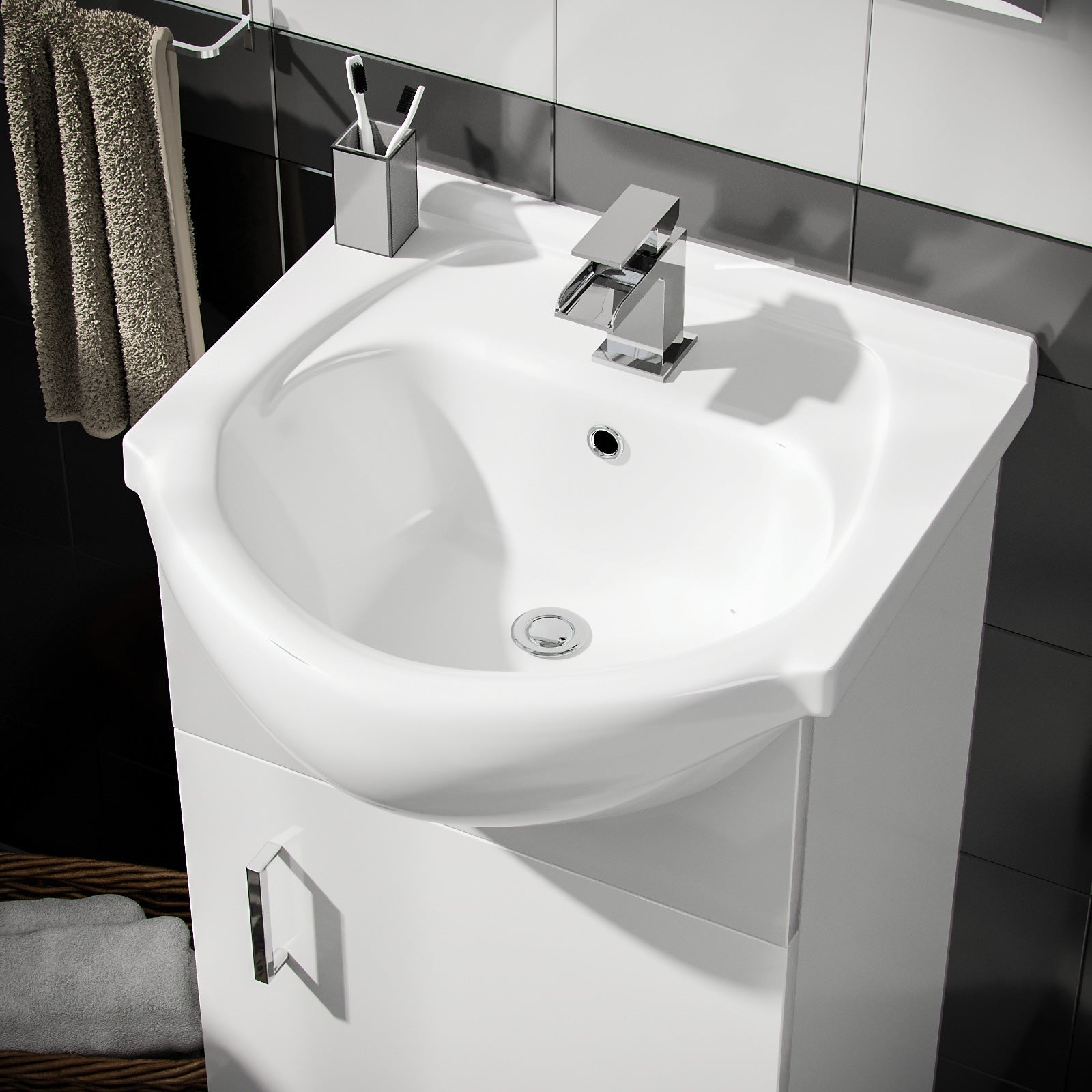Ellen Suite 1700mm Bathtub, 450mm White Basin Vanity & Close Coupled Toilet