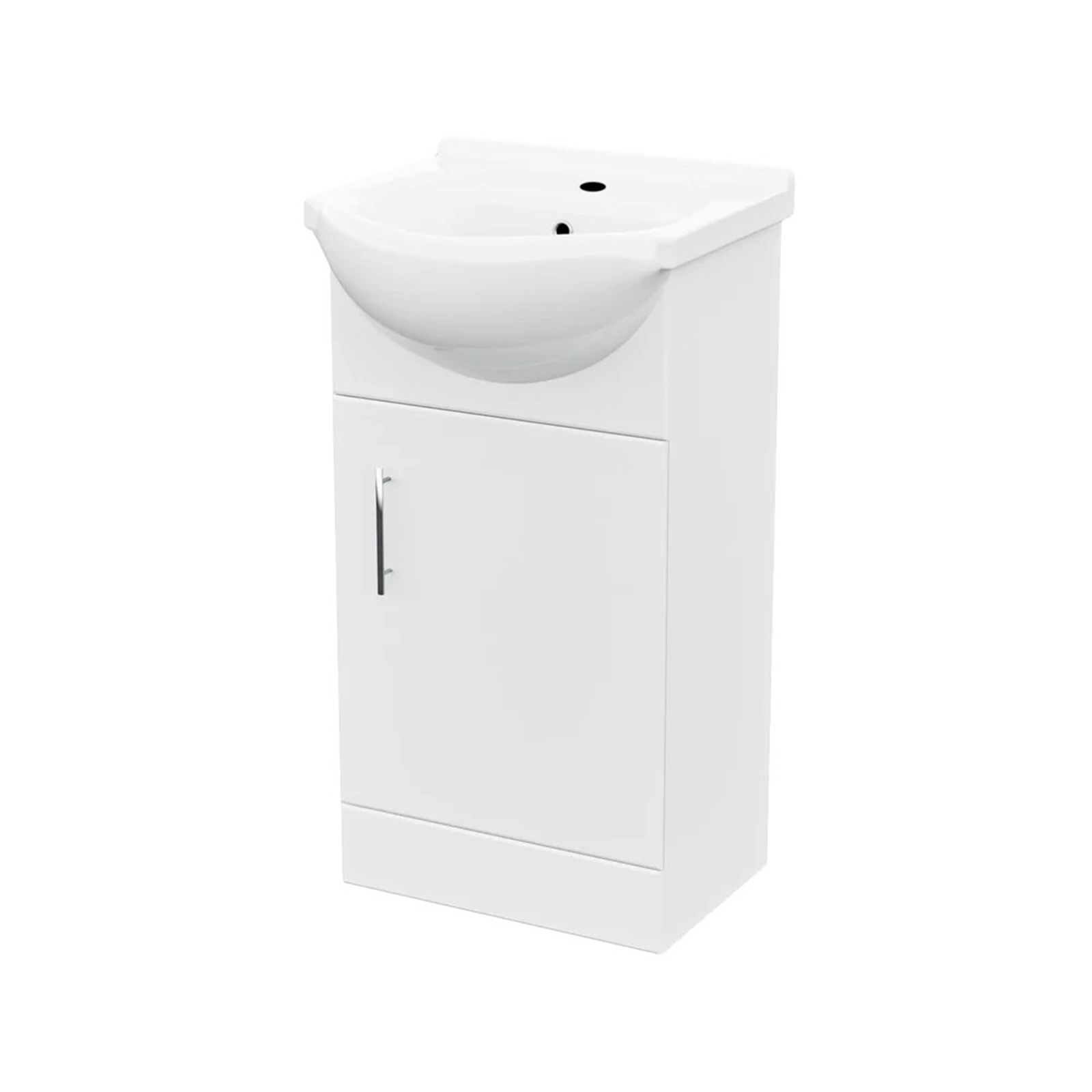 Ellen Cloakroom 450mm White Gloss Floorstanding Vanity Basin Unit & Close Coupled Toilet with Soft Close Seat