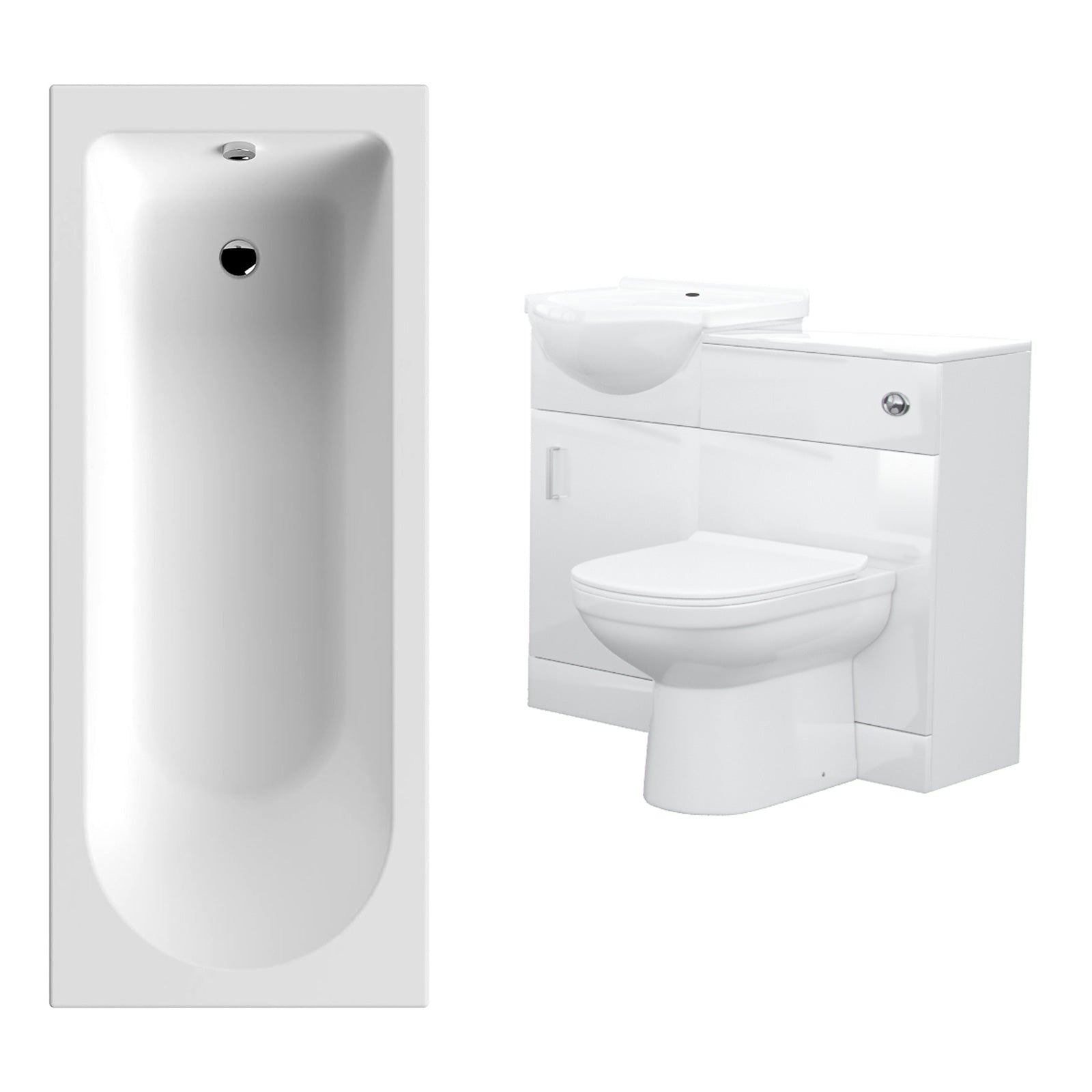 Ellen 1700mm Bath, 450mm Vanity Basin , WC Unit & Back To Wall Toilet