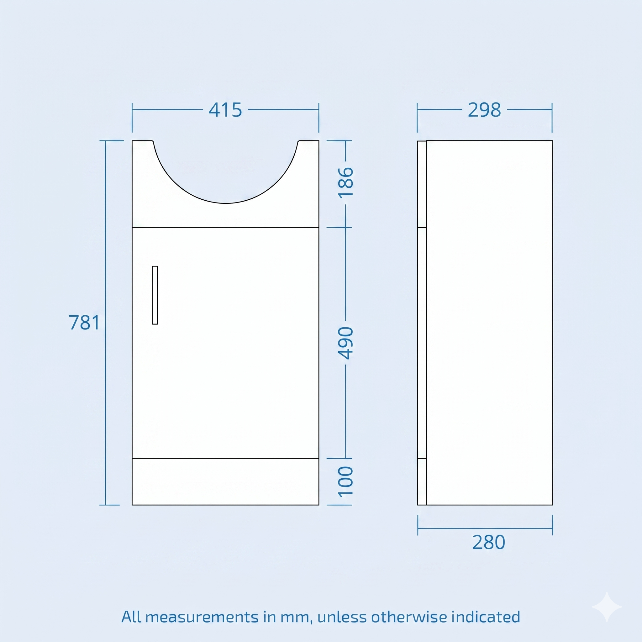 Ellen 450mm Floorstanding FP Vanity Basin Unit White