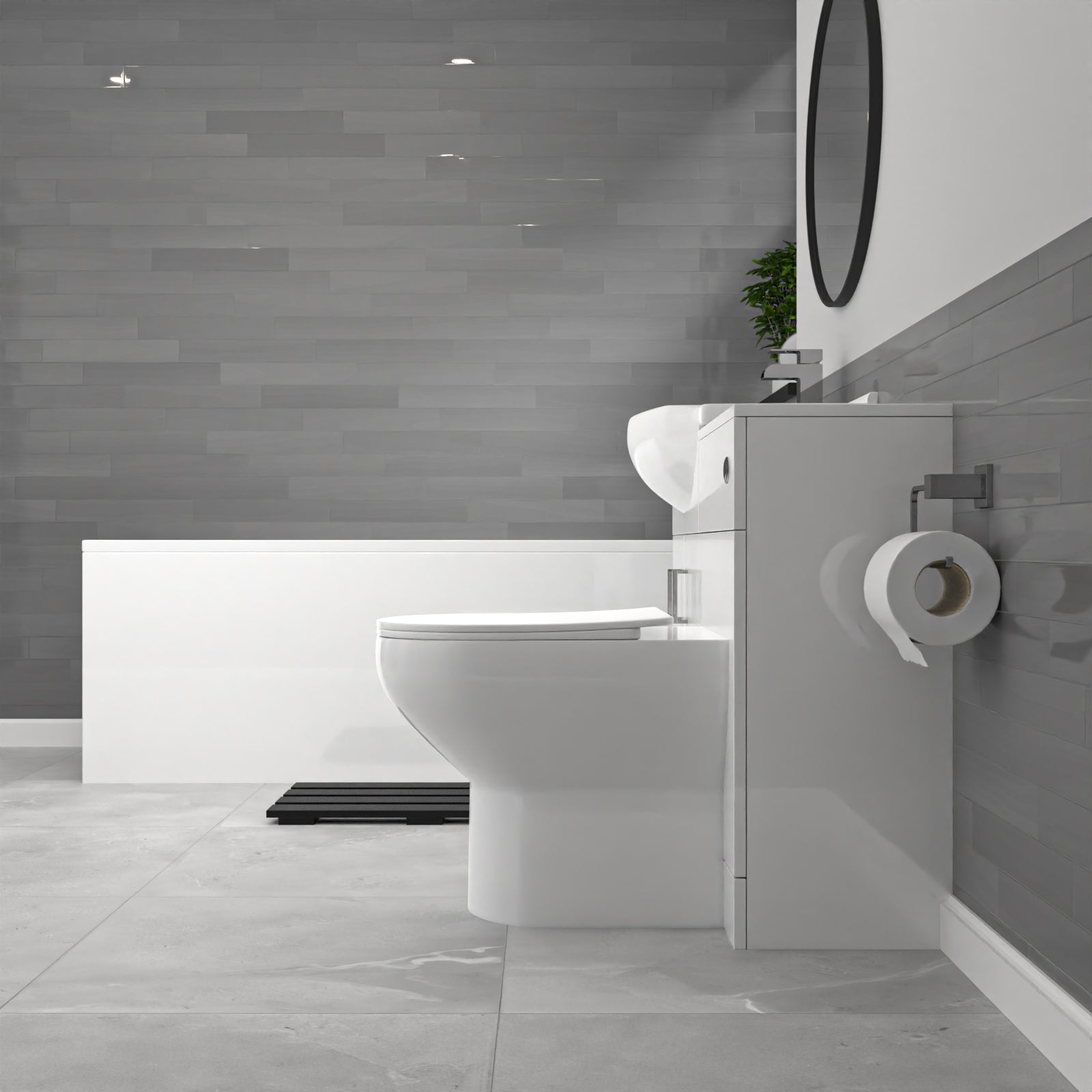 Modern bathroom with toilet, sink
