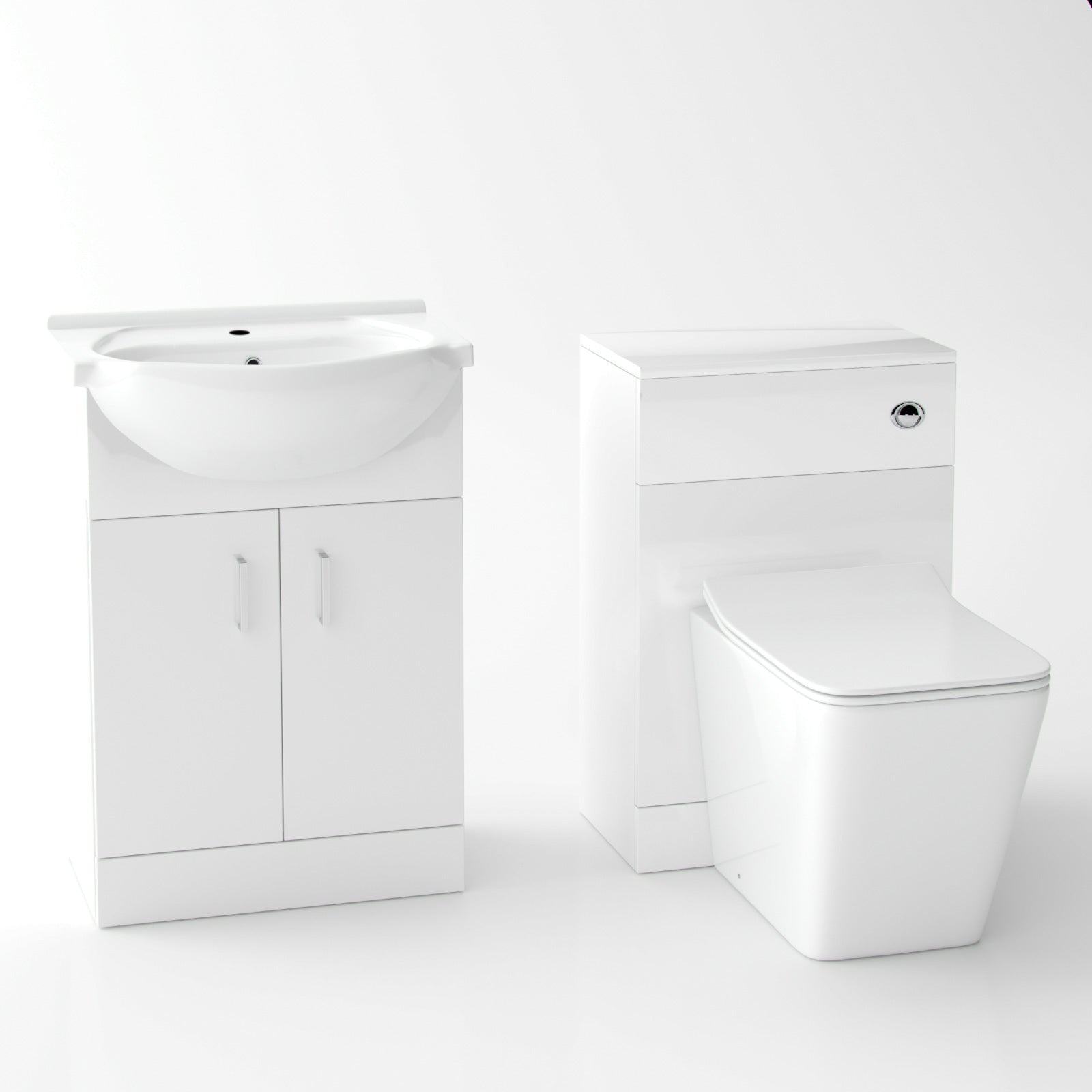 Ellen 550mm Vanity Basin Unit, WC Unit & Elora Back To Wall Toilet White