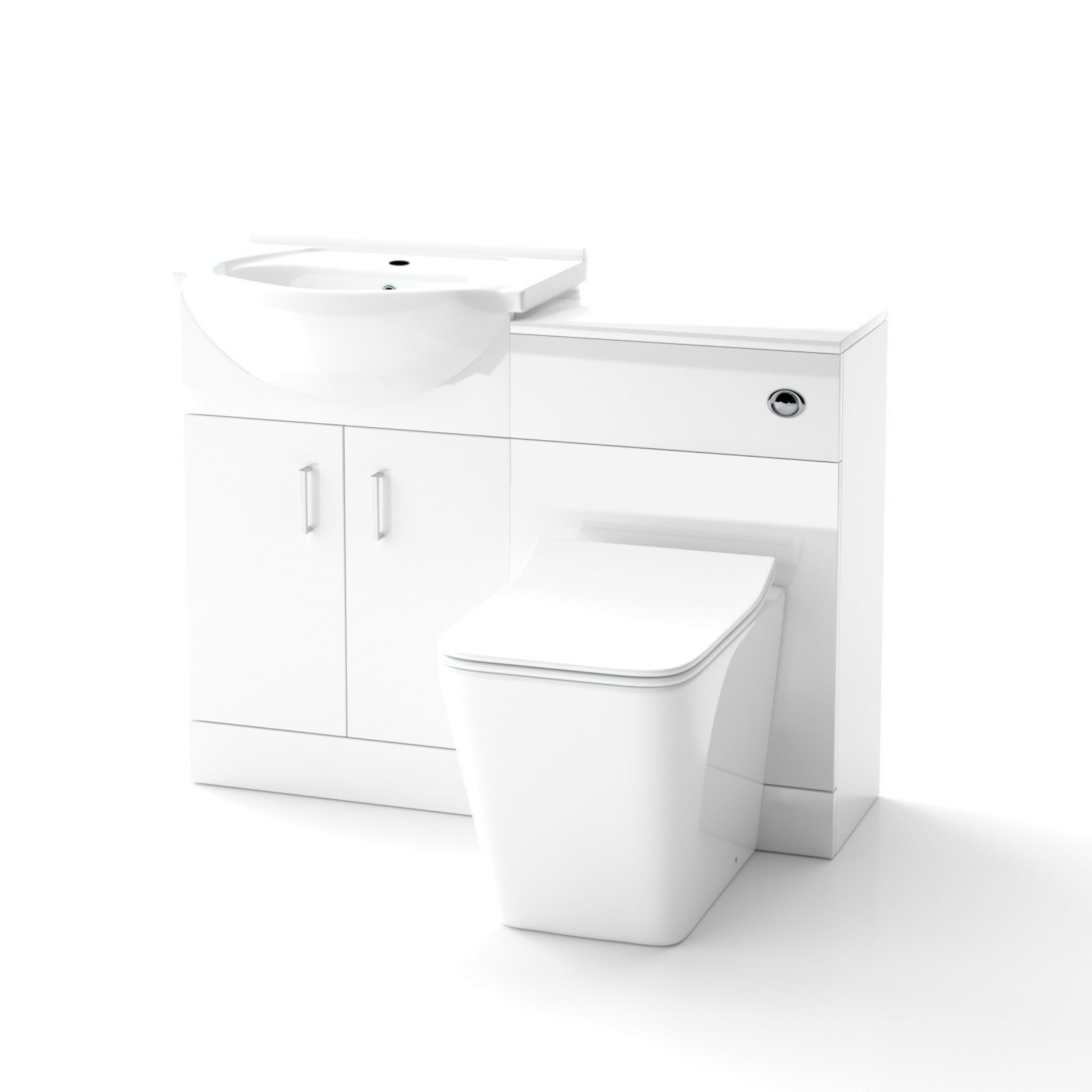 Ellen 550mm Vanity Basin Unit, WC Unit & Elora Back To Wall Toilet White