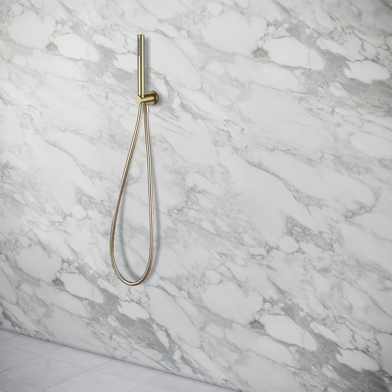 Wall Mounted Modern Brushed Gold Brass Shower Handset with Holder & Hose