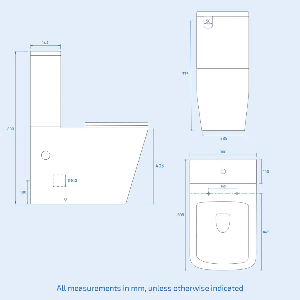 Alaska 600mm Freestanding Basin Vanity, Rimless Square Closed Coupled Toilet