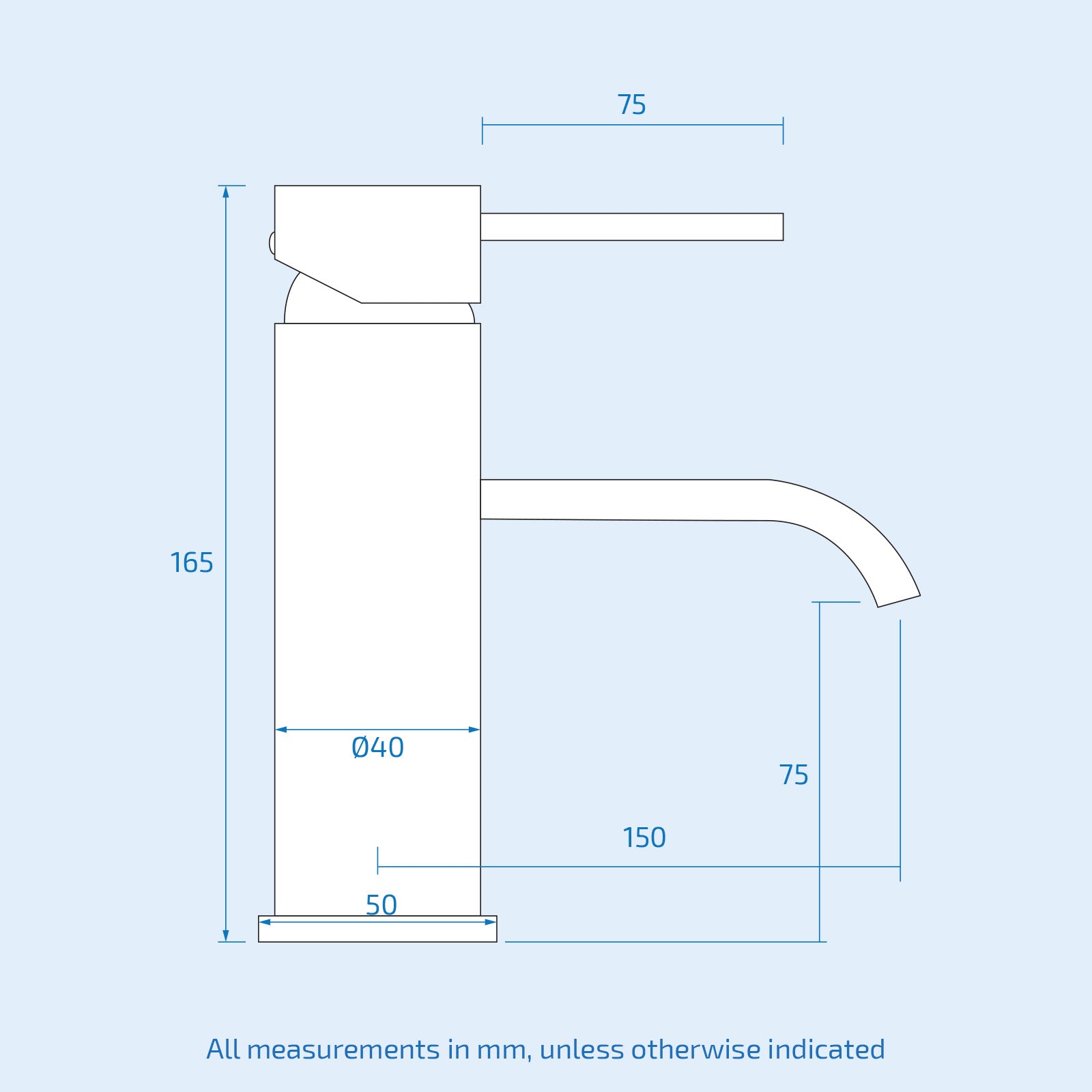 Alice Deck Mounted Matte Black Round Basin Sink Mono Mixer Tap