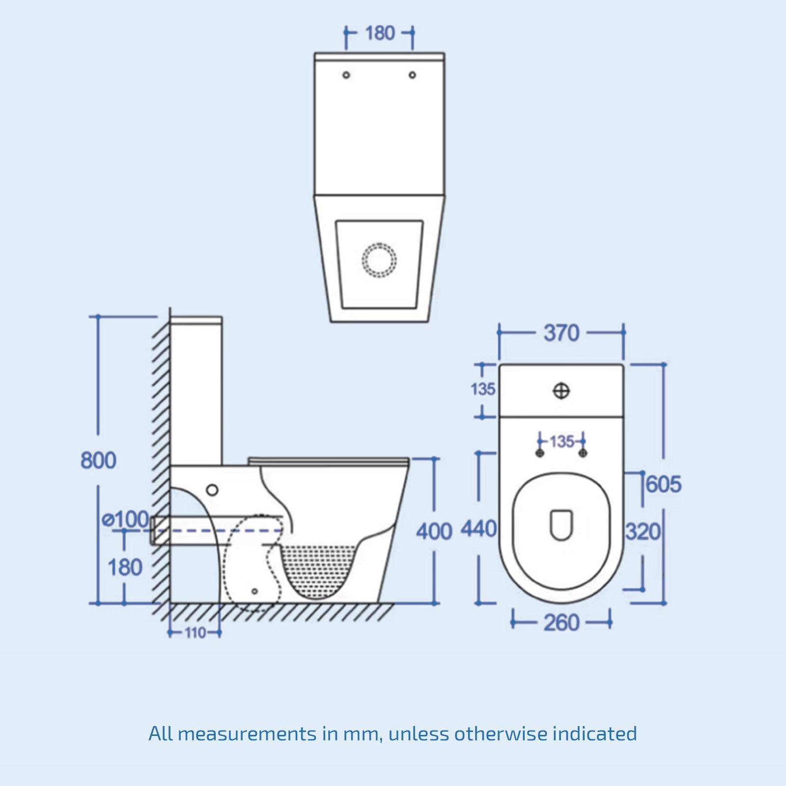 Bathroom Short Projection Rimless Close Coupled Toilet Pan & Seat