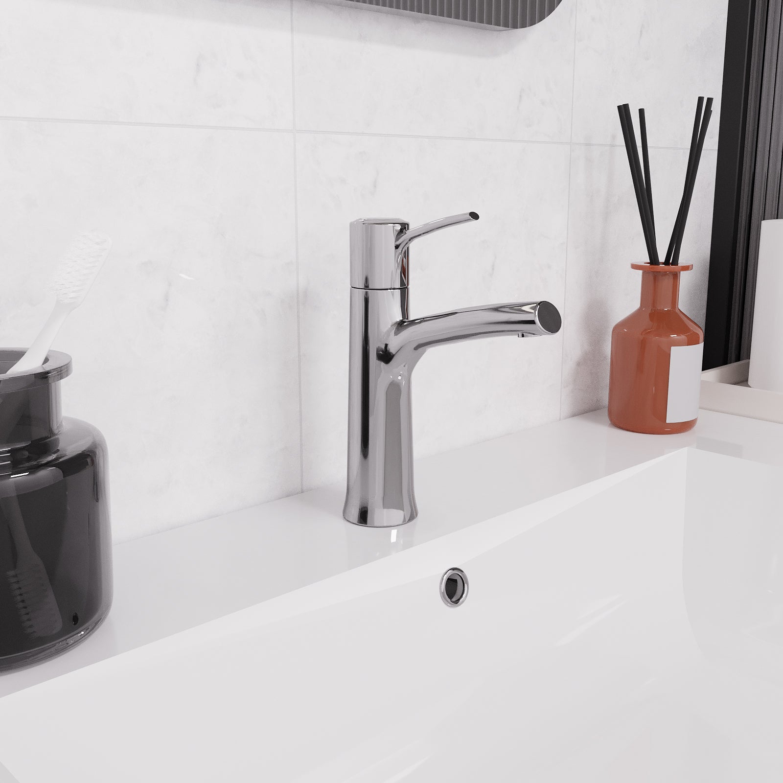 Gisela Deck Mounted Polished Chrome Bathroom Basin Mono Mixer Tap