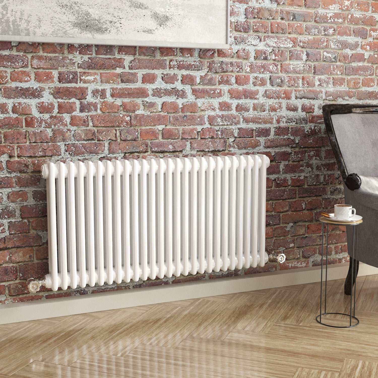Maine White 600 x 1164 Horizontal Double Column Designer Radiator Central Heating