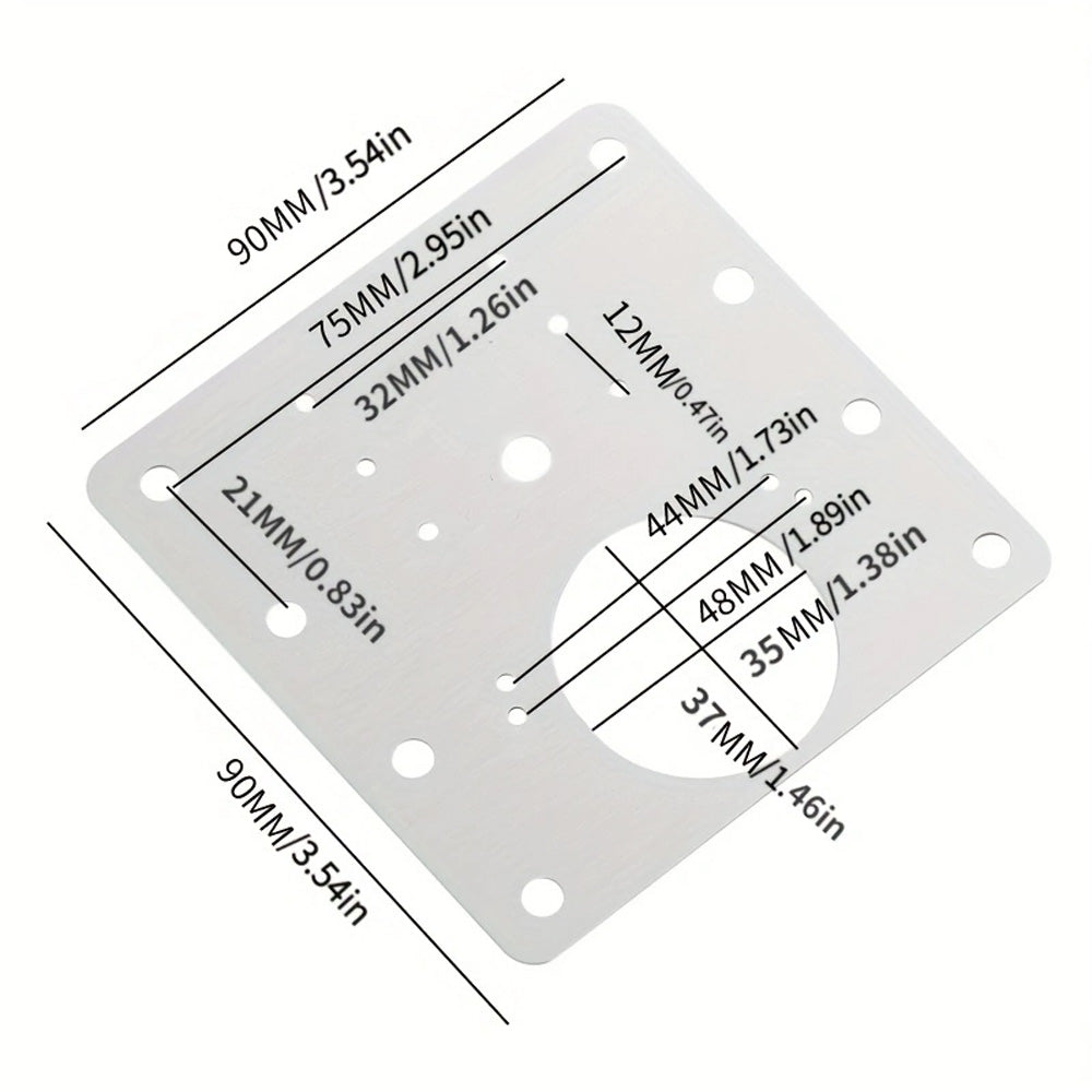 90mm Hinge Repair Plate Rust-Resistant Steel Furniture Cupboard Repair Mount Set, 2 Plates + 12 Screws