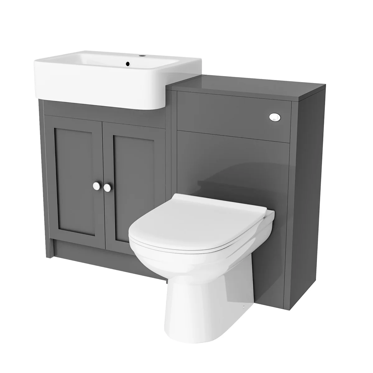 Anthracite 1100mm Traditional Vanity Basin WC Unit & BTW Toilet Set Unit